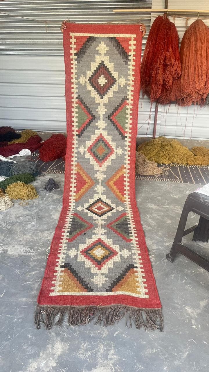 Southwestern Hallway Runner Rug, Navajo Geometric Carpet Runner, Boho Rustic Long Runner, Farmhouse Entryway Rug, Tribal Corridor Rug - image 5