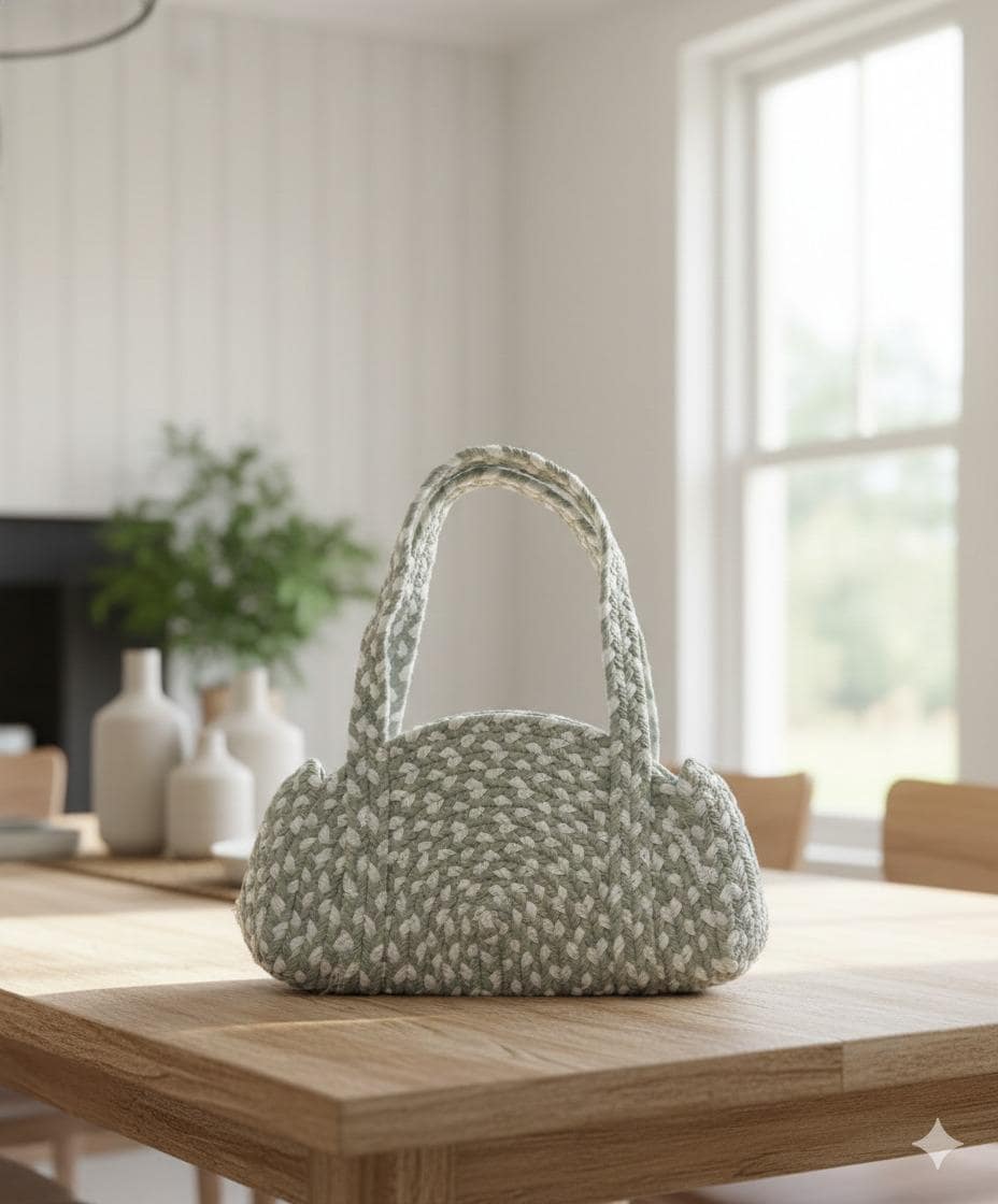Handwoven Crochet Handbag,Boho Knit Tote Bag,Minimalist Woven Purse,Aesthetic Shoulder Bag,Handmade Gift for Women,Everyday Eco Friendly Bag