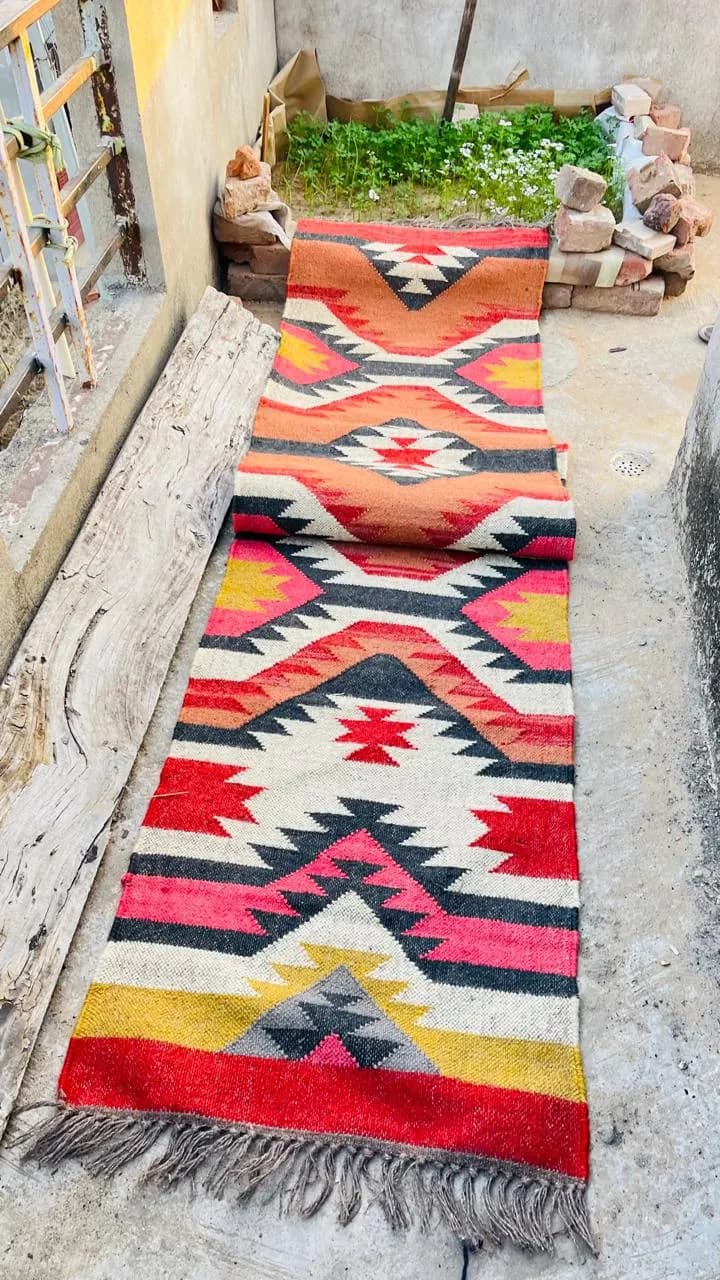 Boho Southwestern Rug Runner, Colorful Tribal Aztec Hallway Rug, Handwoven Style Geometric Carpet, Farmhouse Home Decor - image 4