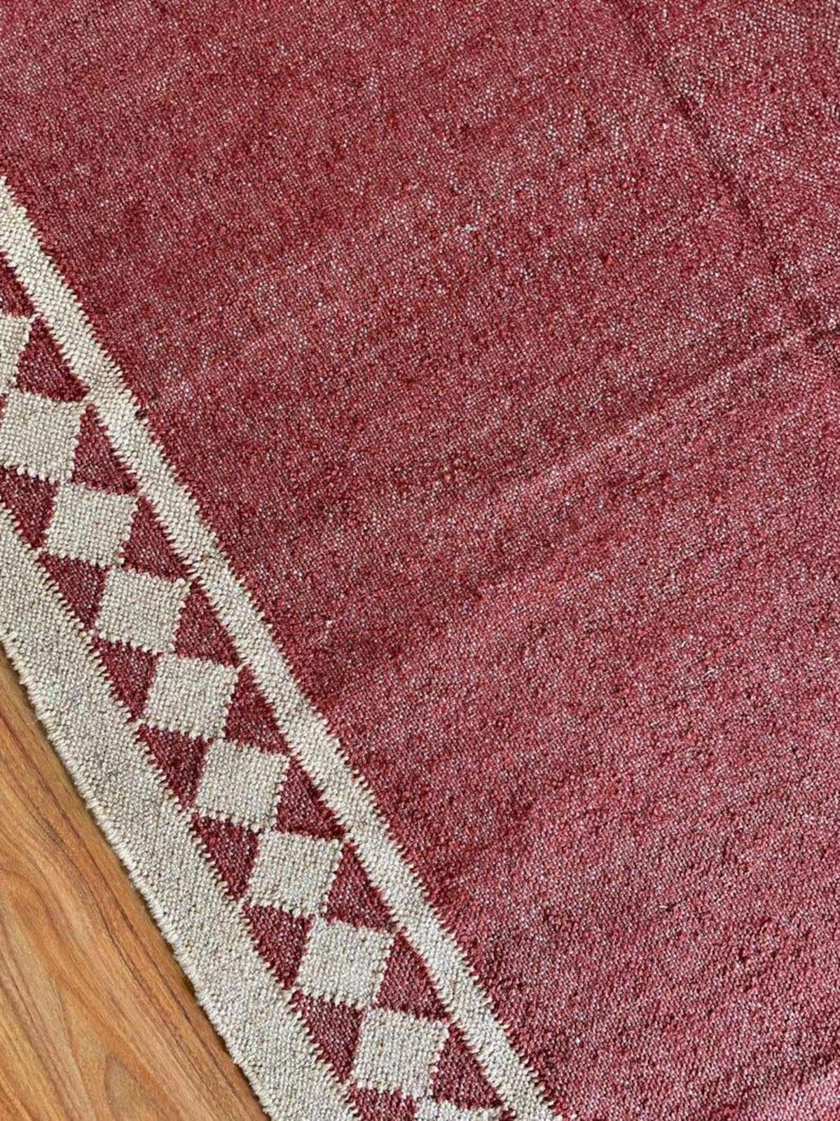 Rust Red Geometric Area Rug, Handwoven Boho Living Room Rug, Farmhouse Jute Style Carpet, Southwestern Tribal Rug, Neutral Bedroom Decor - image 2