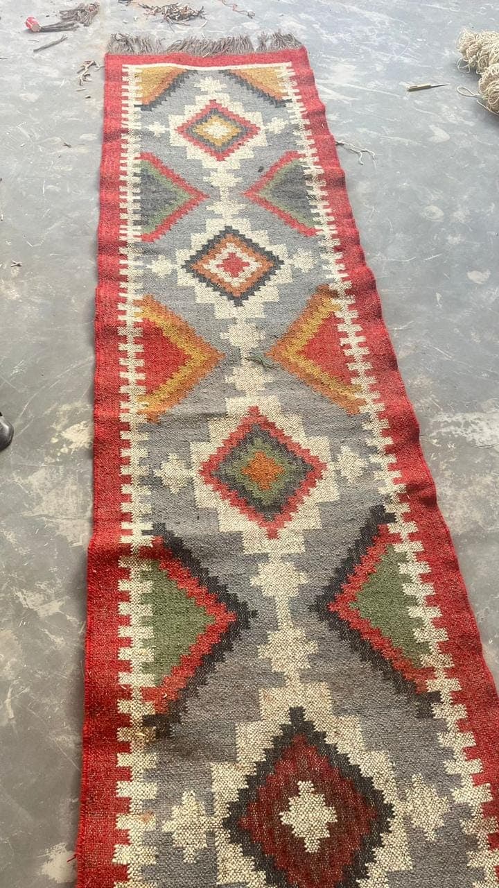 Southwestern Hallway Runner Rug, Navajo Geometric Carpet Runner, Boho Rustic Long Runner, Farmhouse Entryway Rug, Tribal Corridor Rug - image 4