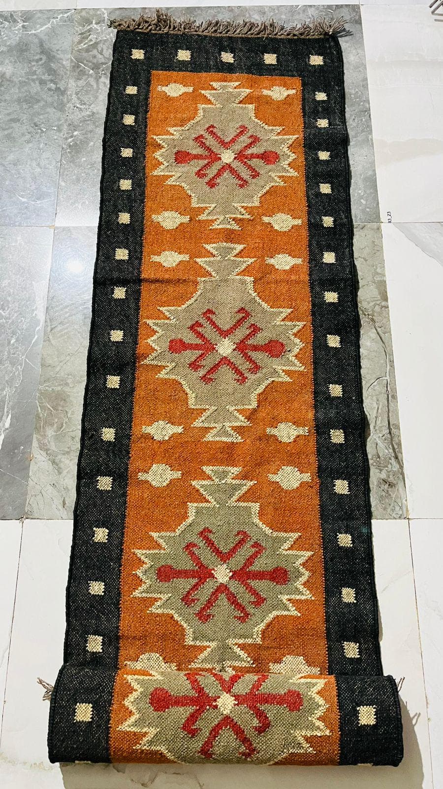 Southwestern Stair Runner,Tribal Boho Stair Carpet,Navajo Style Geometric Staircase Runner,Rustic Kilim Stair Runner,Non Slip Hallway Runner - image 4