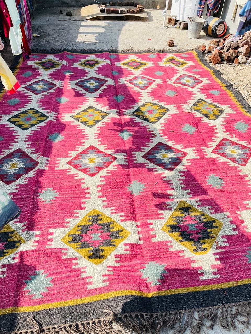 Pink Kilim Runner Rug, Handwoven Geometric Hallway Runner, Boho Southwestern Wool Rug, Tribal Area Rug, Vintage Turkish Runner, Custom size - image 3