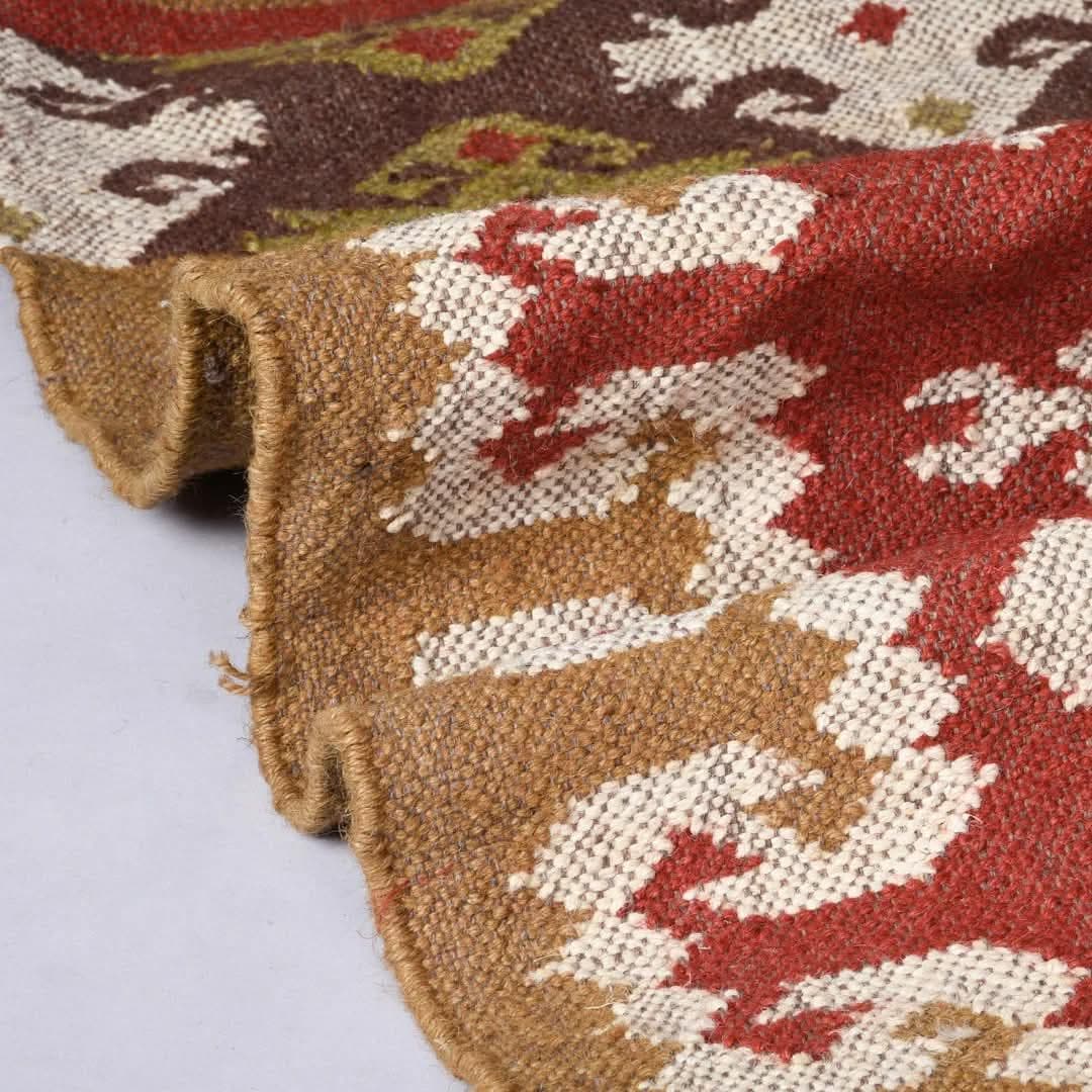 Handwoven Red Kilim Rug,Vintage Tribal Geometric Carpet,Boho Southwestern Area Rug,Wool Living Room Rug,Rustic Home Decor,Artisan Flatweave - image 5