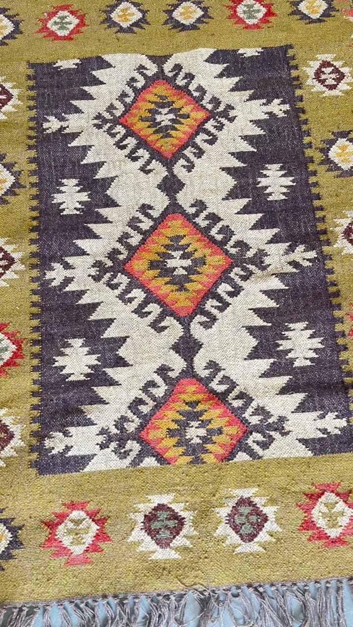 Handmade Southwestern Tribal Area Rug, Boho Moroccan Inspired Wool Rug, Geometric Vintage Accent Carpet, Rustic Living Room Bedroom  Decor - image 4
