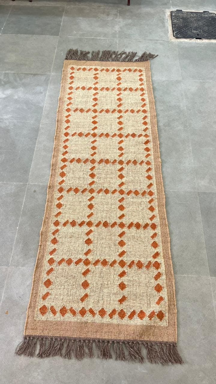 Boho Jute Runner Rug, Handwoven Natural Fiber Hallway Rug, Farmhouse Entryway Runner, Rustic Geometric Carpet, Eco Friendly Long Rug - image 4