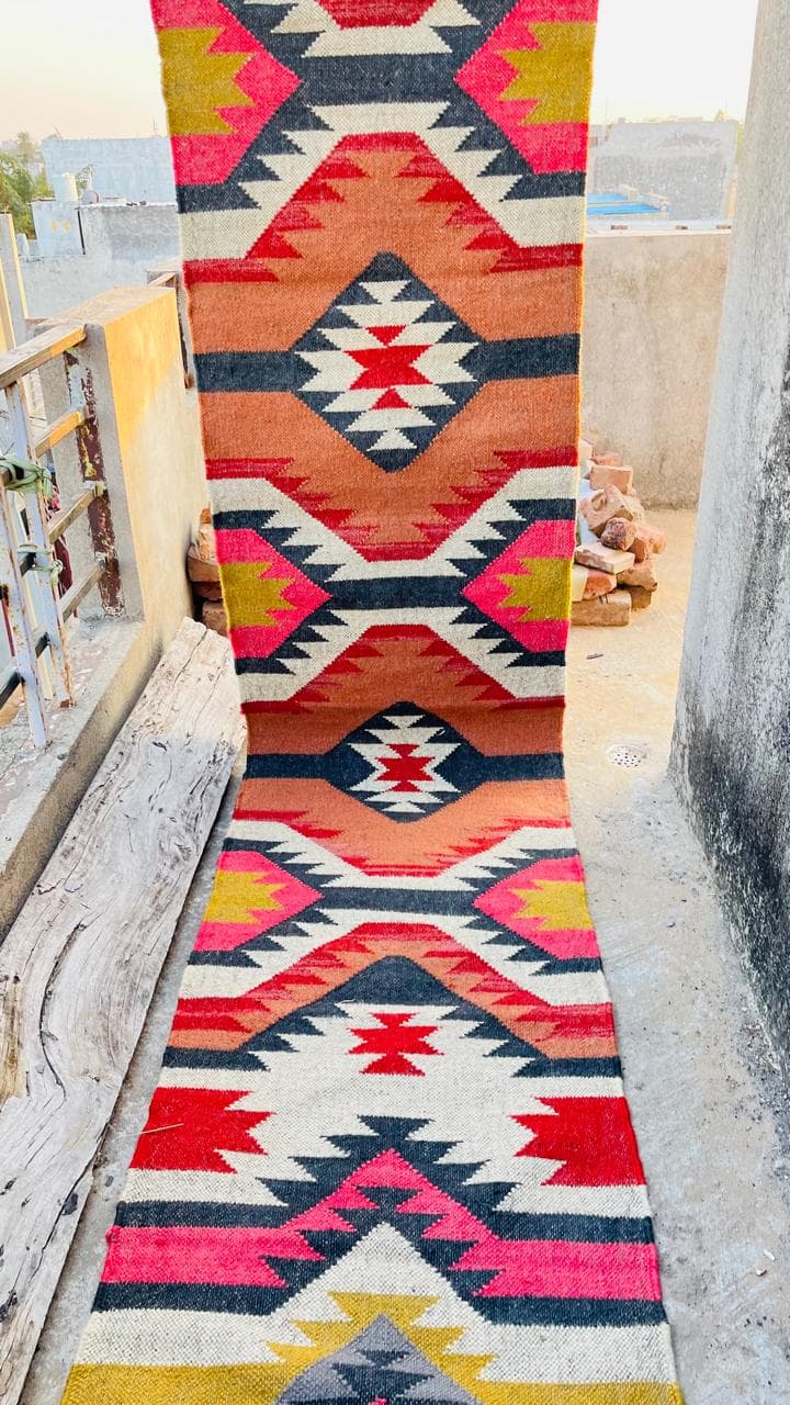 Boho Southwestern Rug Runner, Colorful Tribal Aztec Hallway Rug, Handwoven Style Geometric Carpet, Farmhouse Home Decor - image 5