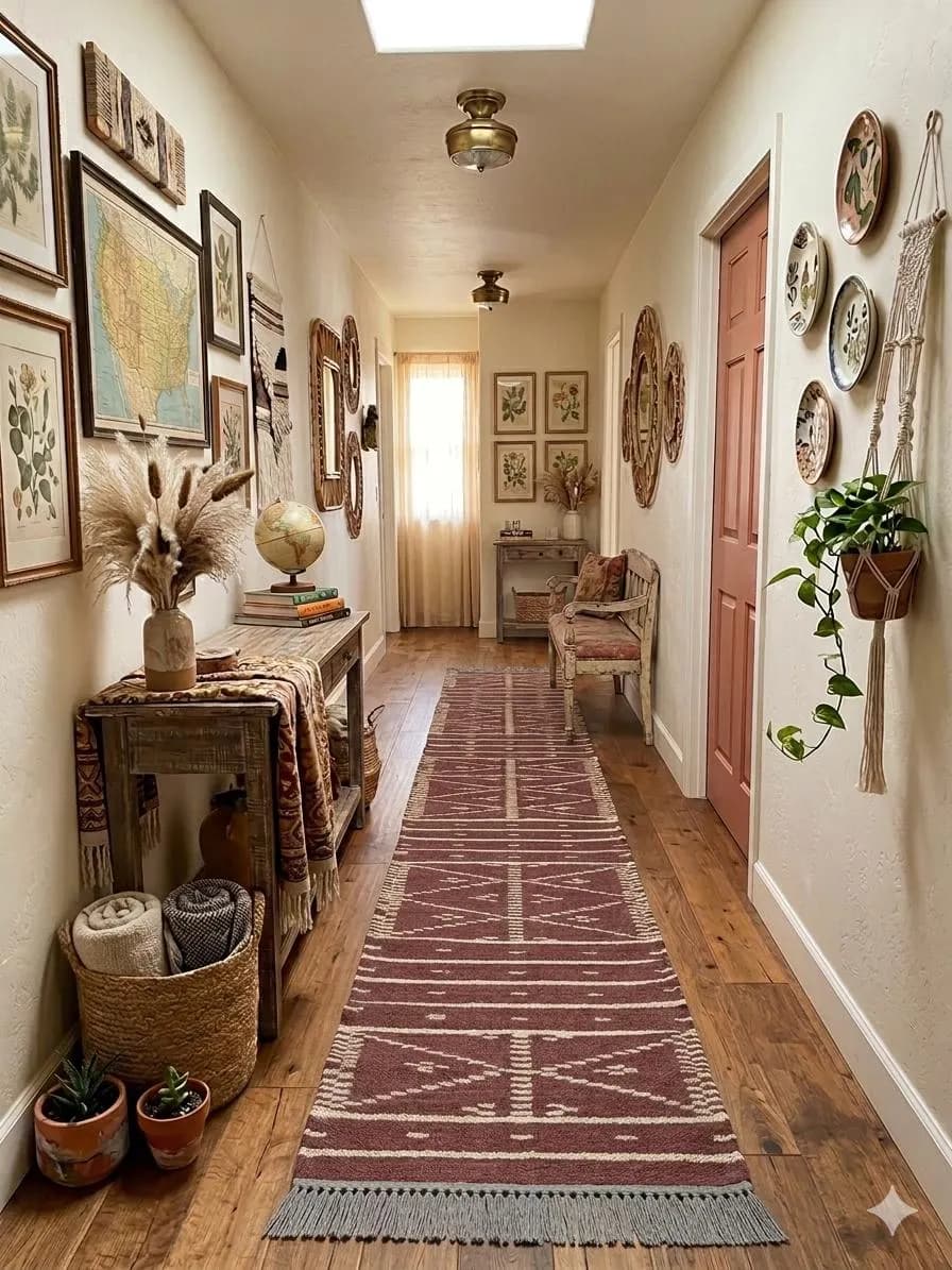 Luxury Red Stair Runner Rug, Wool Jute Stair Carpet, Handwoven Geometric Staircase Runner, Modern Hallway Runner Rug, Custom Stair Rug