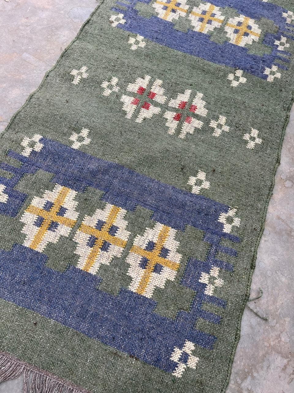 Vintage Stair Runner Rug, Green Geometric Hallway Carpet, Traditional Wool Staircase Runner, Farmhouse Entryway Decor, Custom Length Rug - image 4