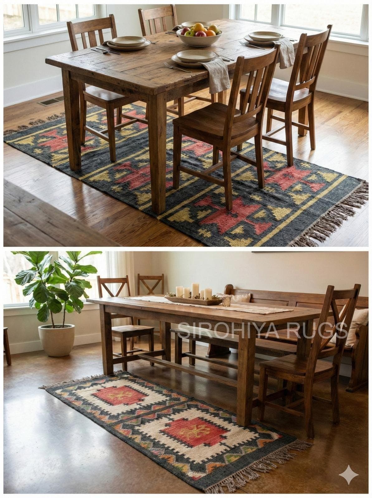 Handmade Southwestern Kilim Rug, Vintage Style Tribal Area Rug, Geometric Wool Carpet, Boho Living Room Rug, Rustic Farmhouse Floor Decor - image 5