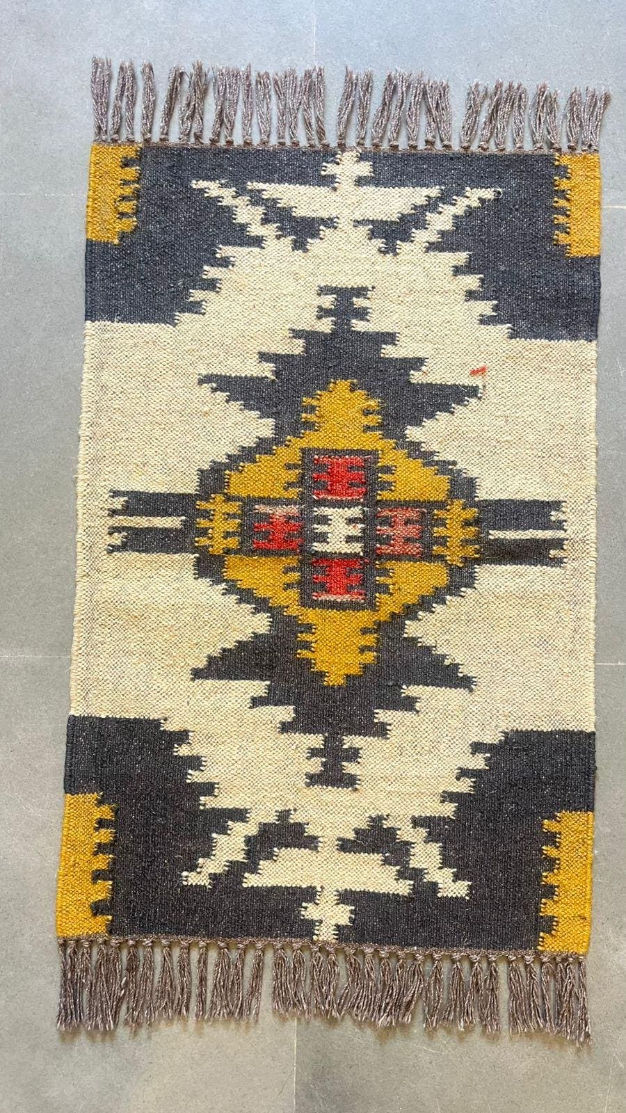 Handwoven Wool & Jute Aztec Runner Rug | Tribal Geometric Hallway Runner | Boho Southwestern Carpet | Entryway Farmhouse Rug - image 4