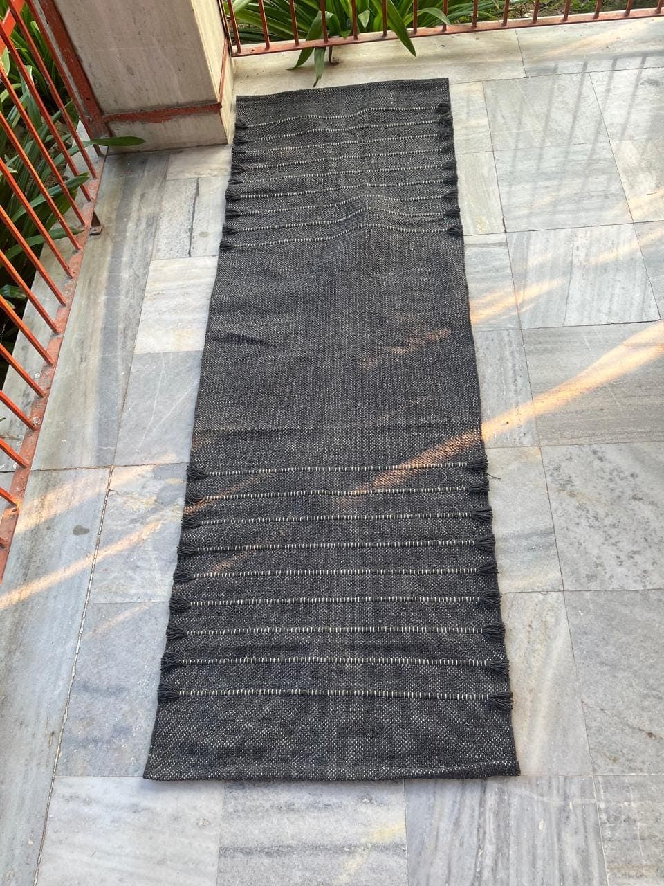 Black Minimalist Runner Rug,Modern Flatweave Hallway Rug, Solid Boho Farmhouse Carpet,Handwoven Style Entryway Rug,Simple Modern Hallway Rug - image 4