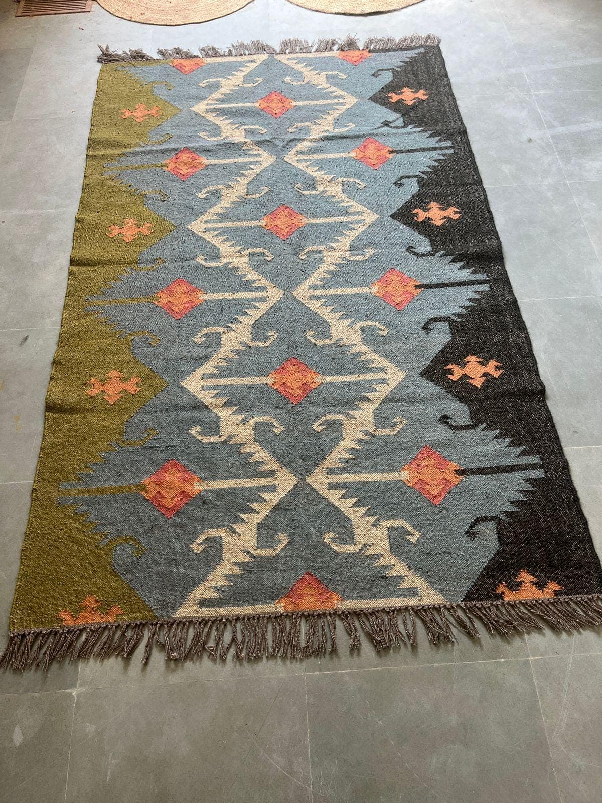 Vintage Tribal Area Rug, Handwoven Wool Kilim Rug, Geometric Boho Carpet, Southwestern Rug, Rustic Farmhouse Decor, Ethnic Pattern Rug - image 3