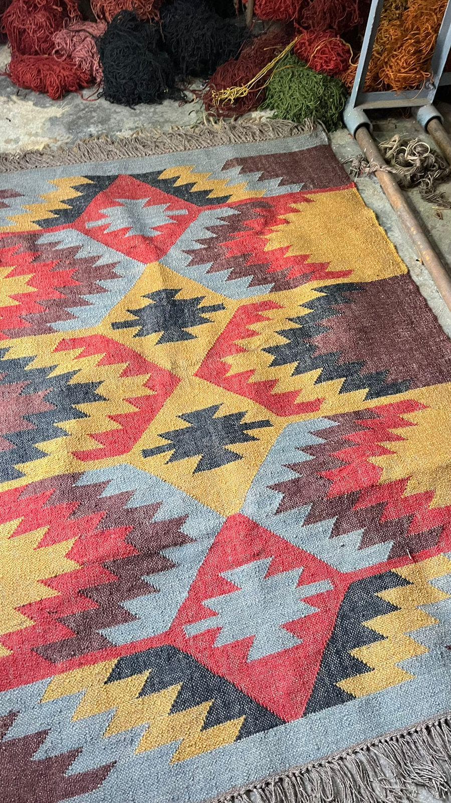 Southwestern Area Rug, Boho Tribal Kilim Rug, Navajo Style Geometric Carpet, Rustic Living Room Rug, Vintage Bohemian Home Decor - image 5