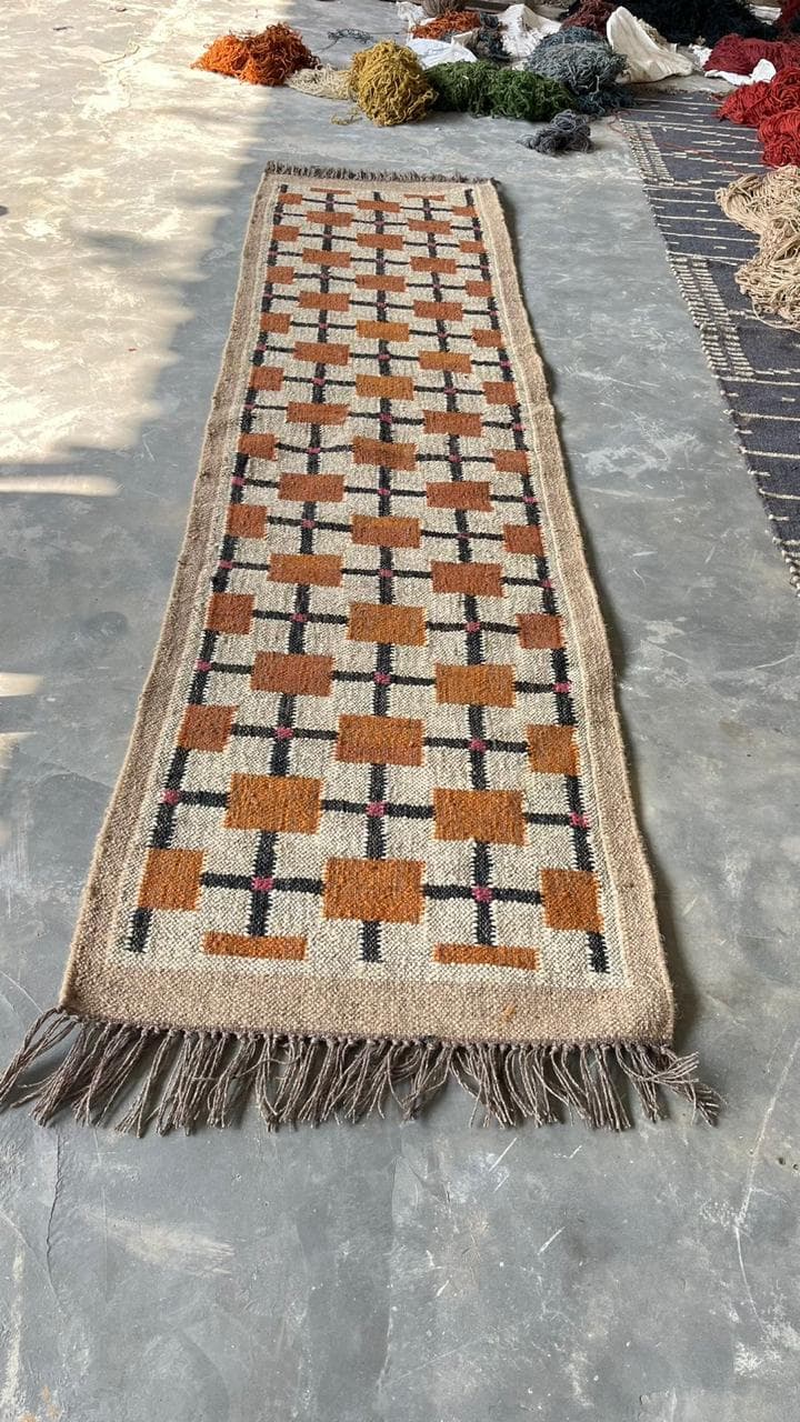 Modern Geometric Hallway Runner Rug, Neutral Beige Long Corridor Rug, Woven Boho Entryway Carpet, Farmhouse Floor Runner,Minimalist Size Rug - image 4