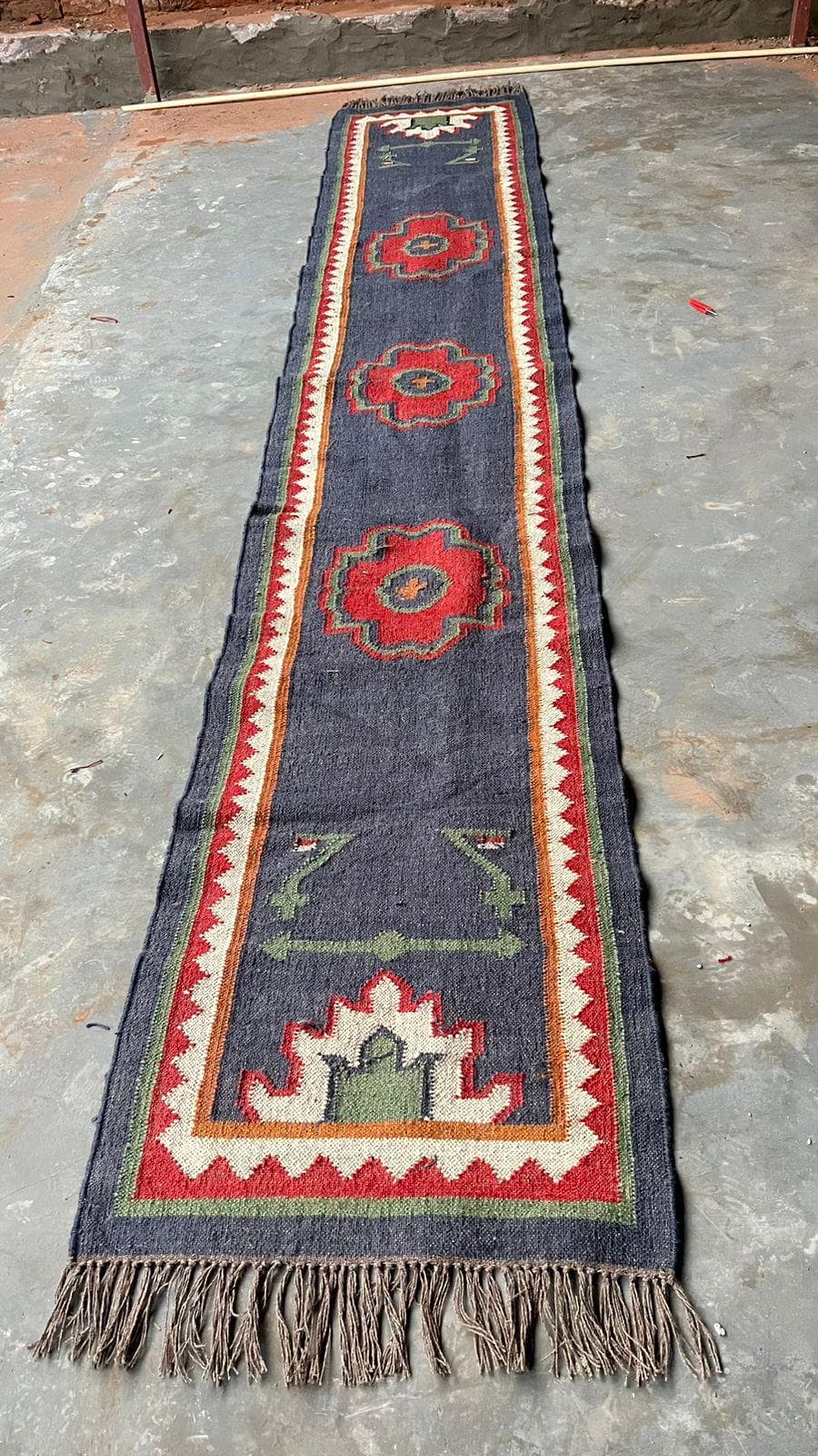 Handwoven Vintage Kilim Runner Rug, Bohemian Wool Hallway Rug, Tribal Geometric Carpet,Long Rustic Farmhouse Runner, Handmade Entryway Decor - image 5