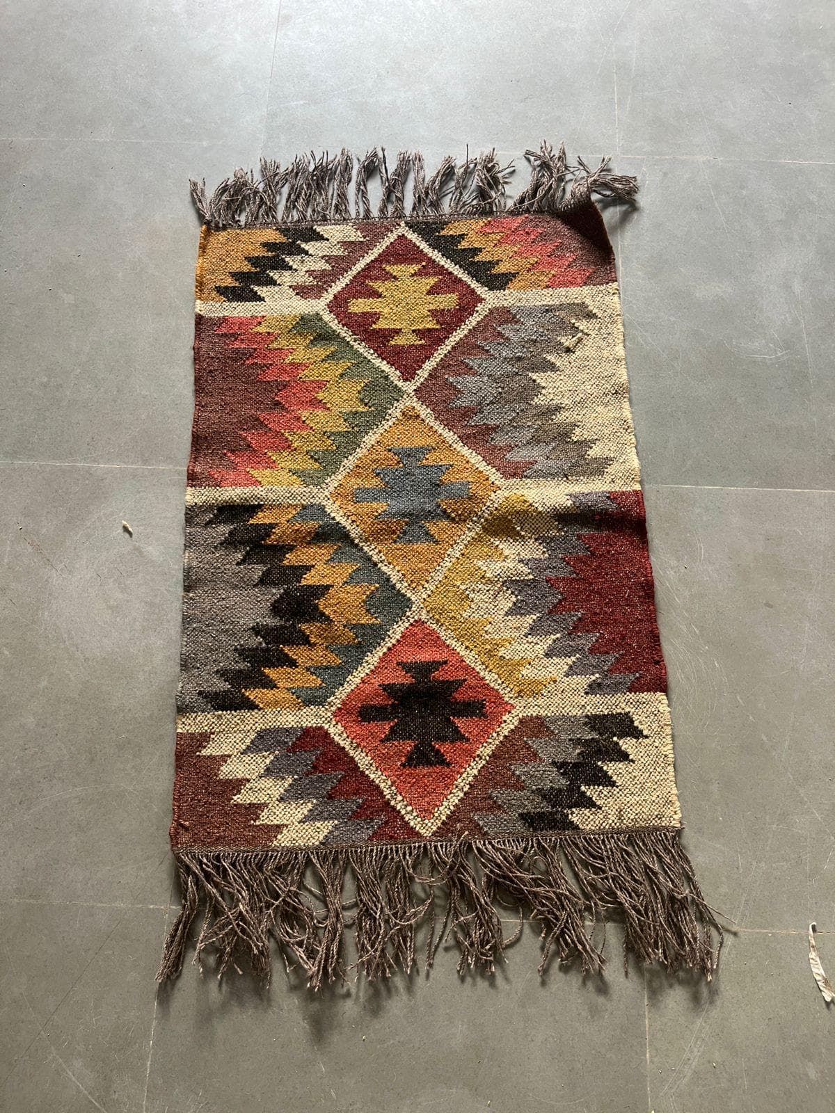 Vintage Handmade Kilim Rug, Small Tribal Wool Rug, Boho Accent Rug, Geometric Pattern Carpet,Rustic Home Decor,Entryway Rug,Ethnic Woven Mat - image 5