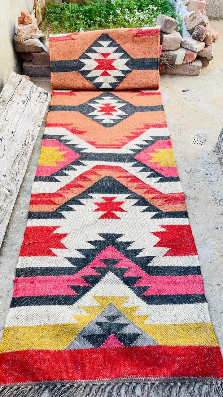 Boho Southwestern Rug Runner, Colorful Tribal Aztec Hallway Rug, Handwoven Style Geometric Carpet, Farmhouse Home Decor - image 2