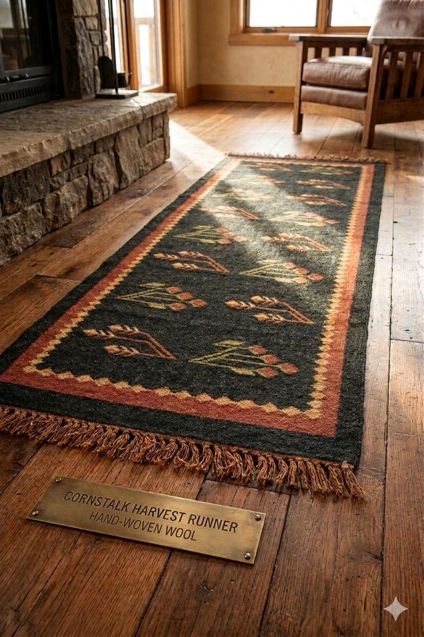 Rustic Stair Runner Rug, Americana Eagle Stair Carpet, Primitive Farmhouse Staircase Runner, Lodge Cabin Hallway Rug, Custom Length Runner - image 5