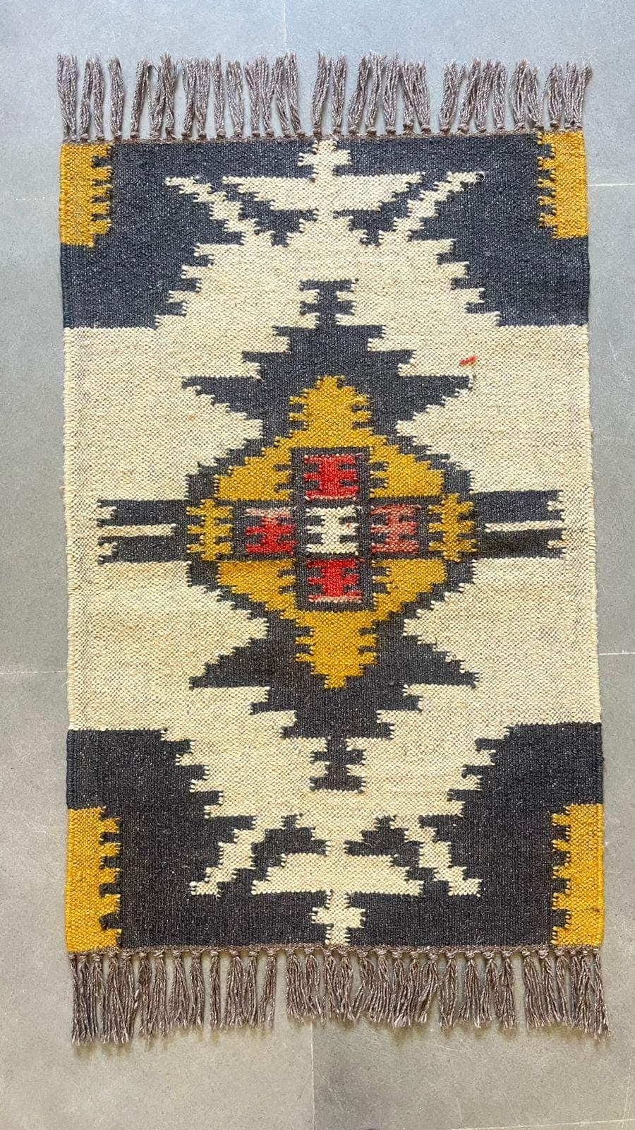 Handwoven Wool & Jute Aztec Runner Rug | Tribal Geometric Hallway Runner | Boho Southwestern Carpet | Entryway Farmhouse Rug - image 3