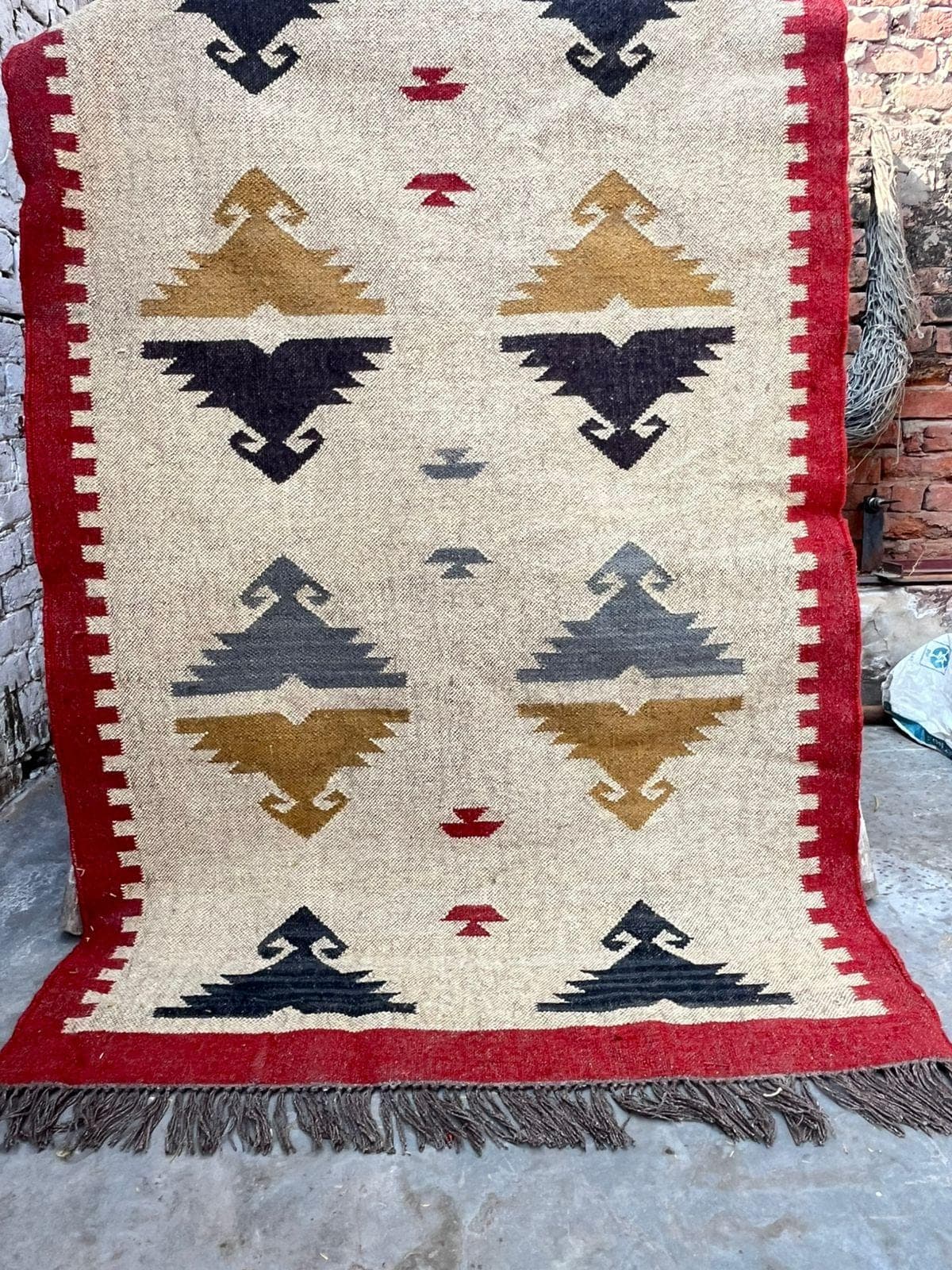 Southwestern Area Rug with Tribal Animal Motif, Boho Wool Rug, Navajo Style Geometric Carpet, Rustic Living Room Rug, Handmade Look Decor - image 5