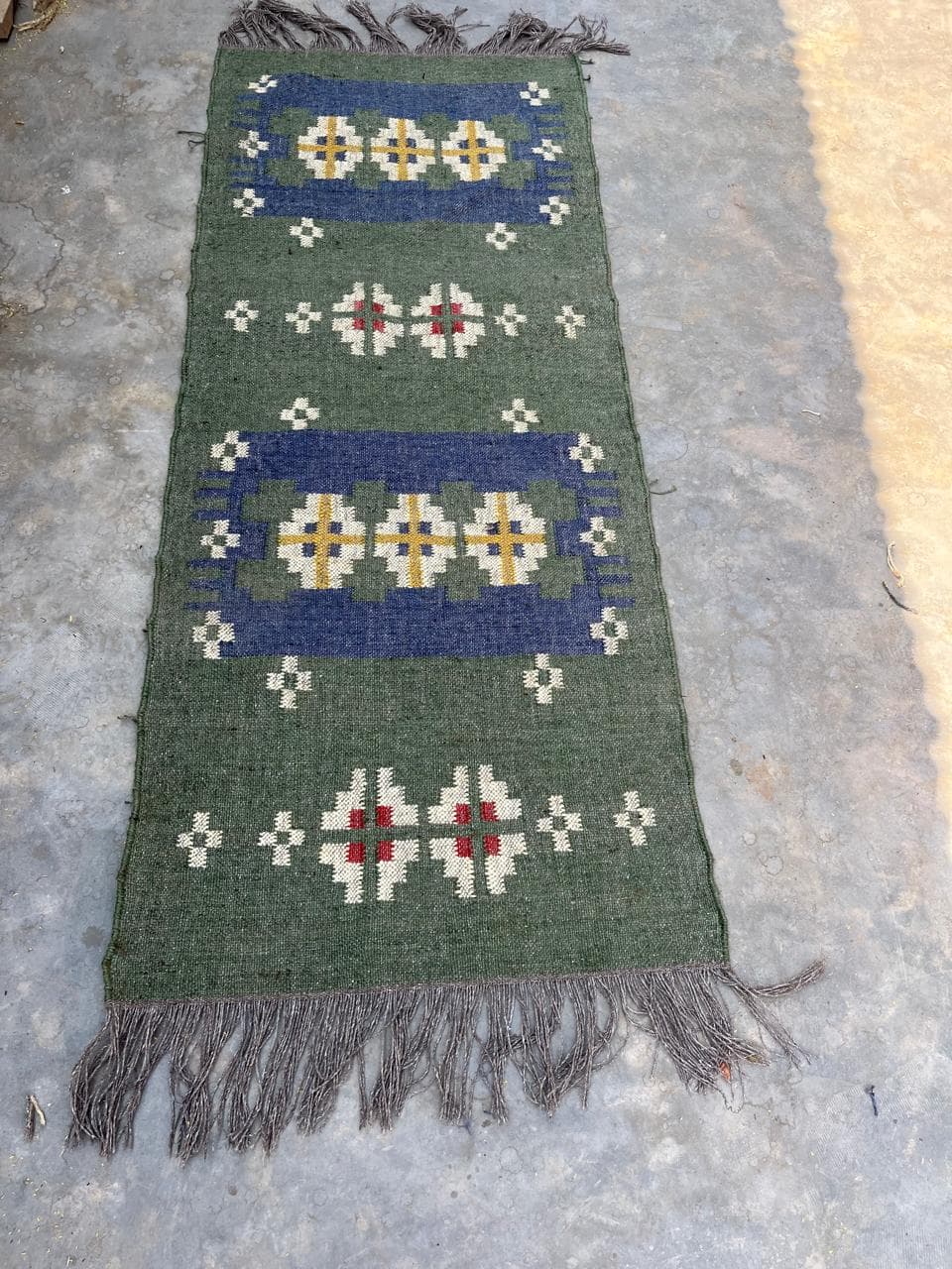 Vintage Stair Runner Rug, Green Geometric Hallway Carpet, Traditional Wool Staircase Runner, Farmhouse Entryway Decor, Custom Length Rug - image 3