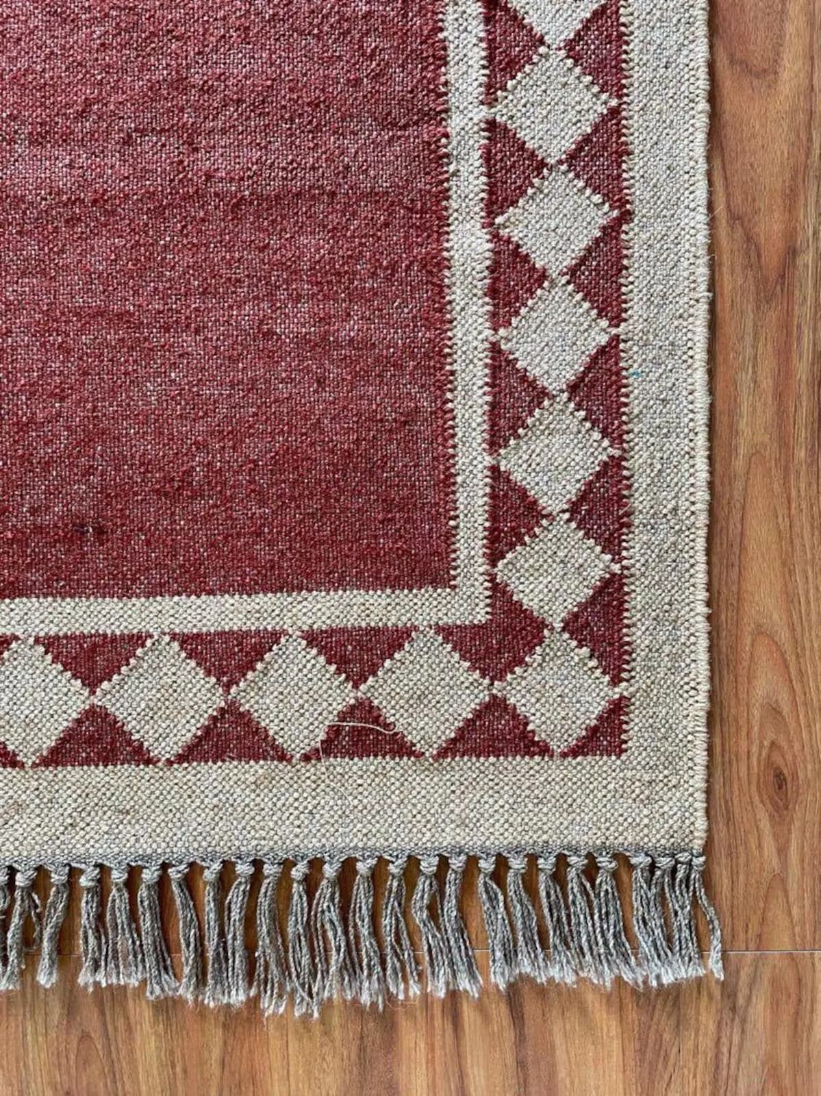 Rust Red Geometric Area Rug, Handwoven Boho Living Room Rug, Farmhouse Jute Style Carpet, Southwestern Tribal Rug, Neutral Bedroom Decor - image 4