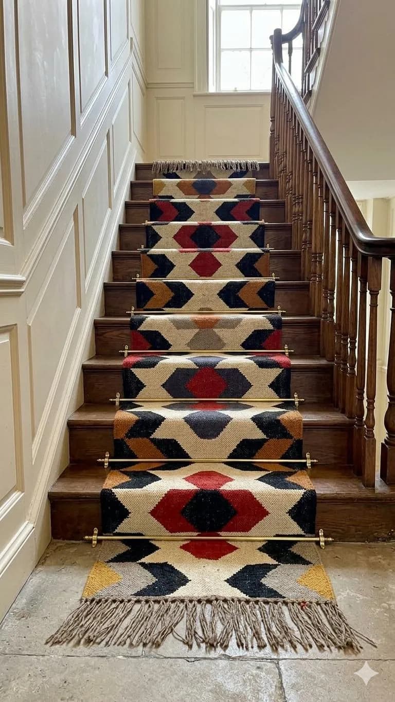 Vintage Kilim Runner Rug, Handwoven Wool Tribal Rug,Boho Geometric Hallway Rug,Southwestern Style Entryway Carpet,Rustic Farmhouse Decor Rug