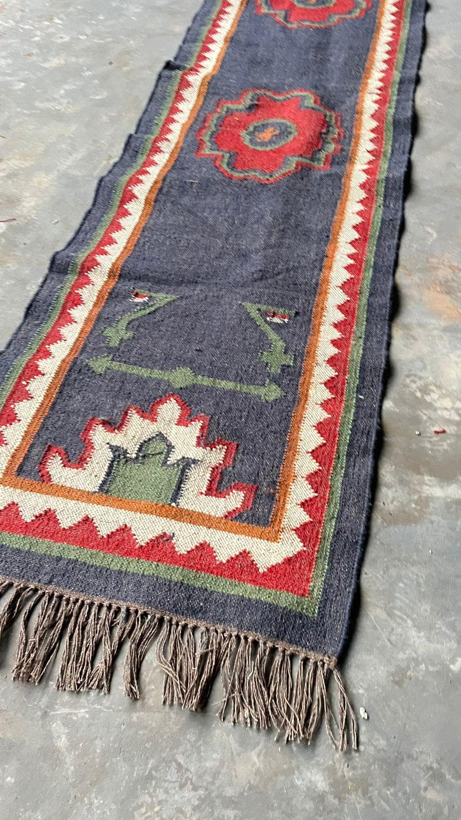 Vintage Southwestern Stair Runner Rug, Navajo Style Wool Hallway Runner, Rustic Tribal Geometric Carpet, Farmhouse Boho Stair Decor - image 3