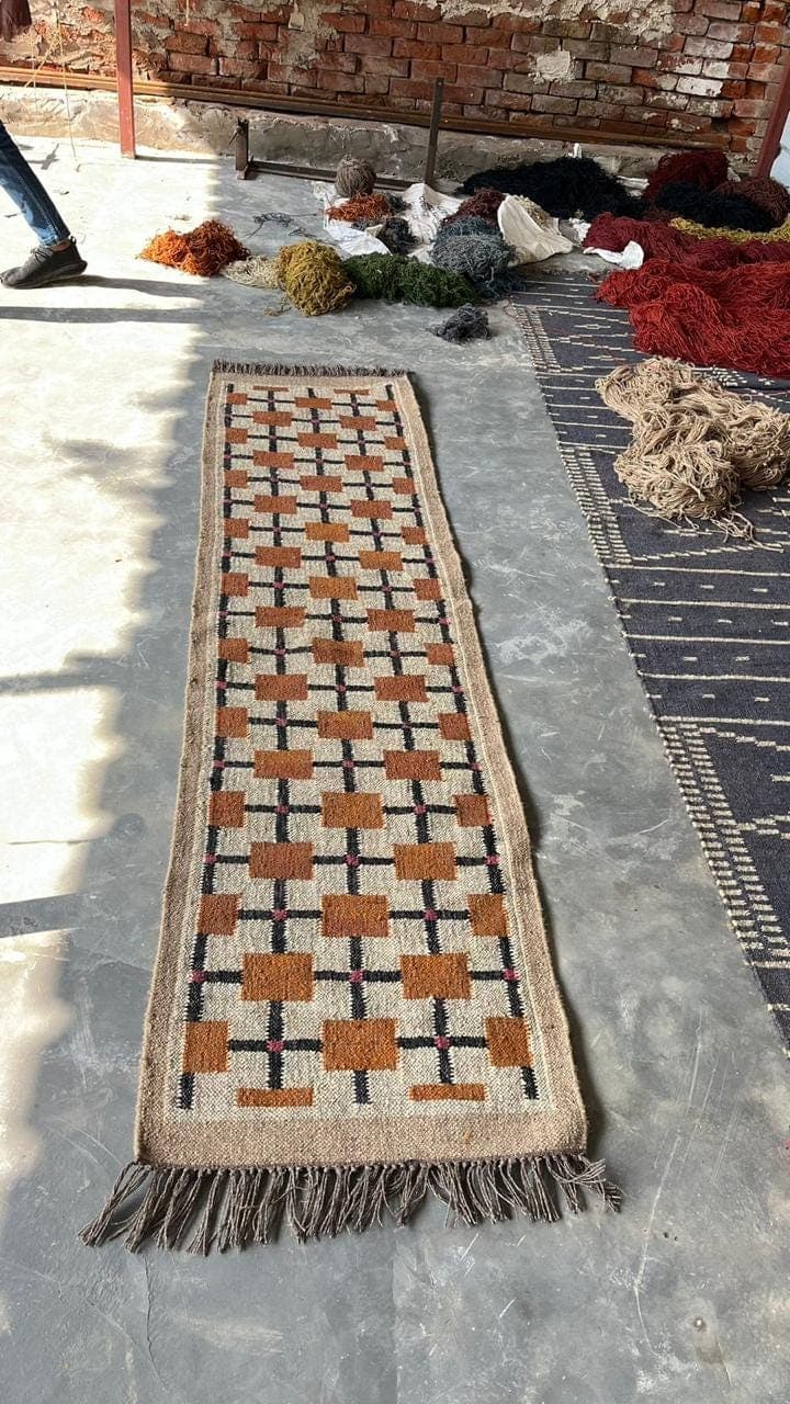 Modern Geometric Hallway Runner Rug, Neutral Beige Long Corridor Rug, Woven Boho Entryway Carpet, Farmhouse Floor Runner,Minimalist Size Rug - image 5