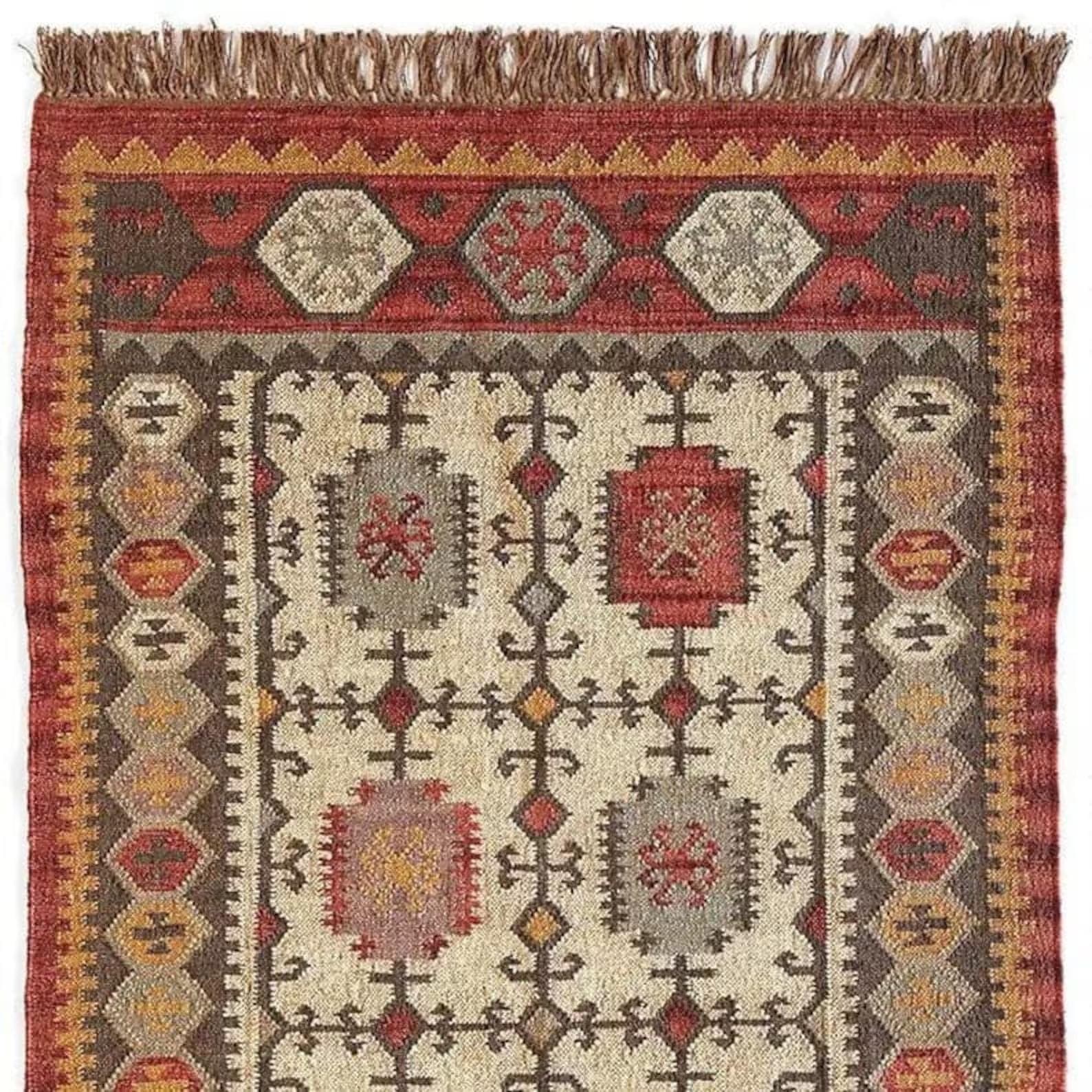 Vintage Southwestern Accent Rug, Handwoven Wool Jute Kilim Rug, Tribal Geometric Area Rug, Rustic Farmhouse Boho Carpet, Small Flatweave Rug - image 3