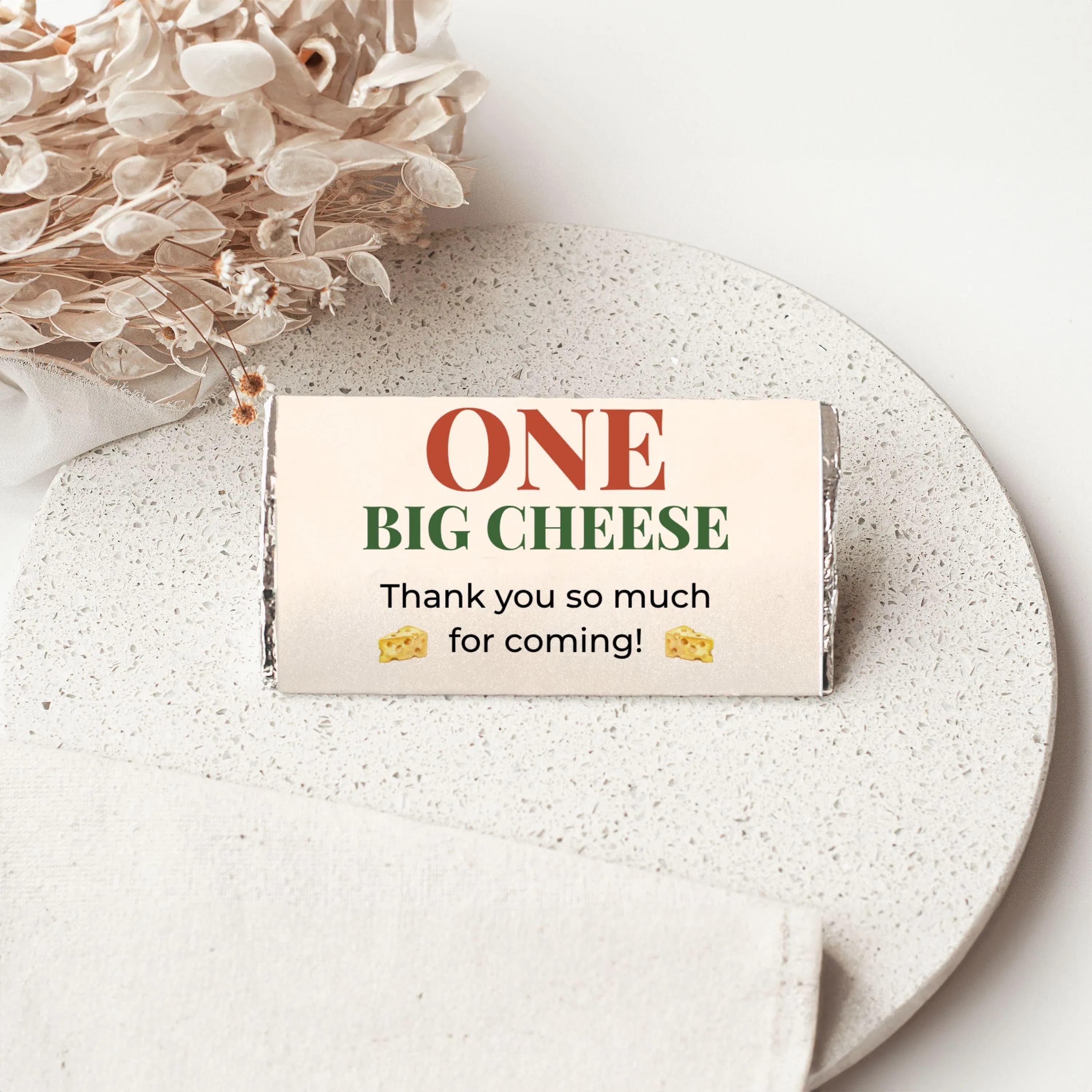 One Big Cheese Chocolate Wrapper | Boy 1st Birthday Party Favor | Charcuterie | Editable Canva Template | Instant Download