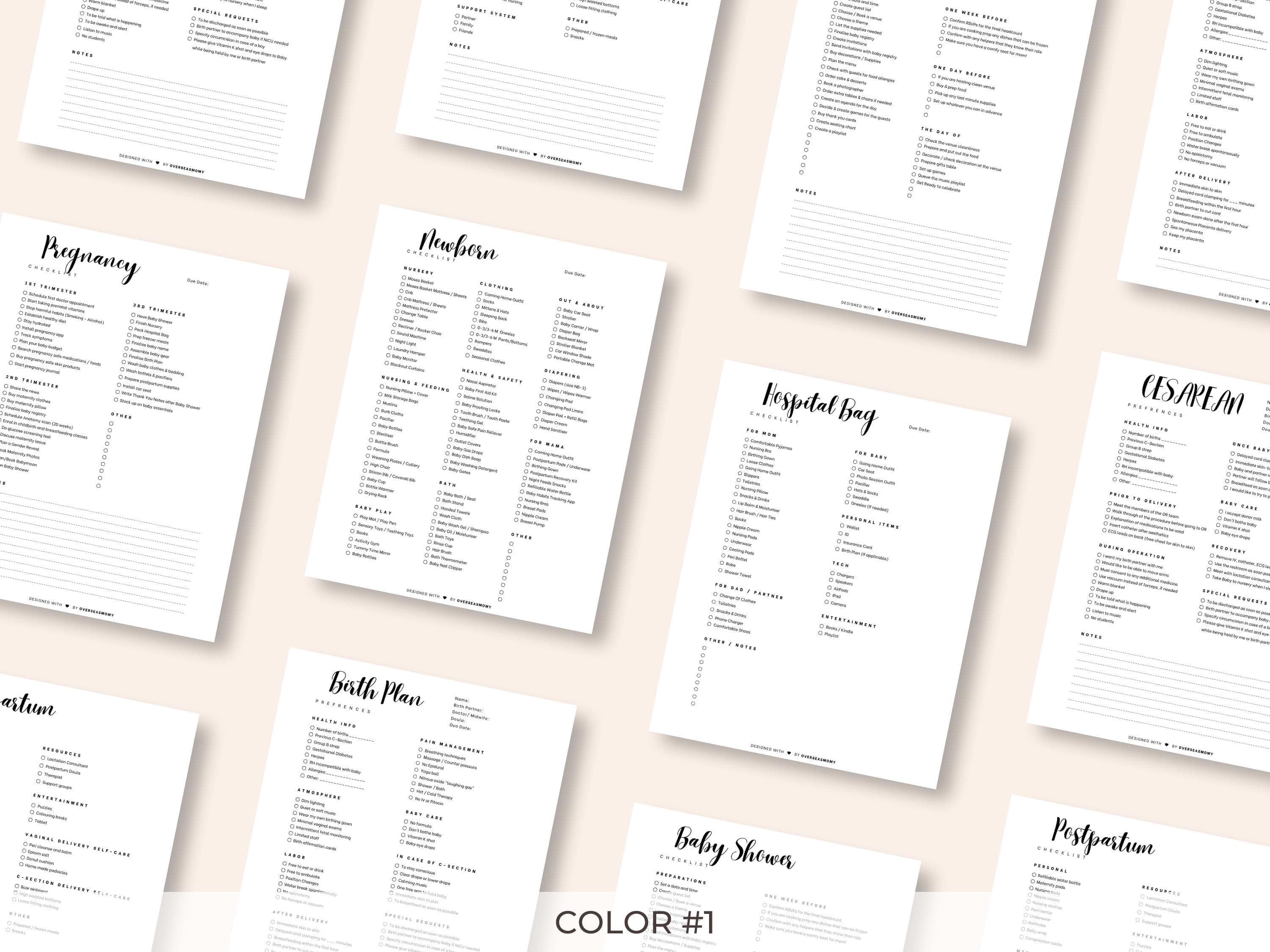 Pregnancy Planner Bundle, Pregnancy Checklist, Hospital Bag Checklist, Baby Shower Checklist, Postpartum Checklist PDF, Edit in Canva - image 5