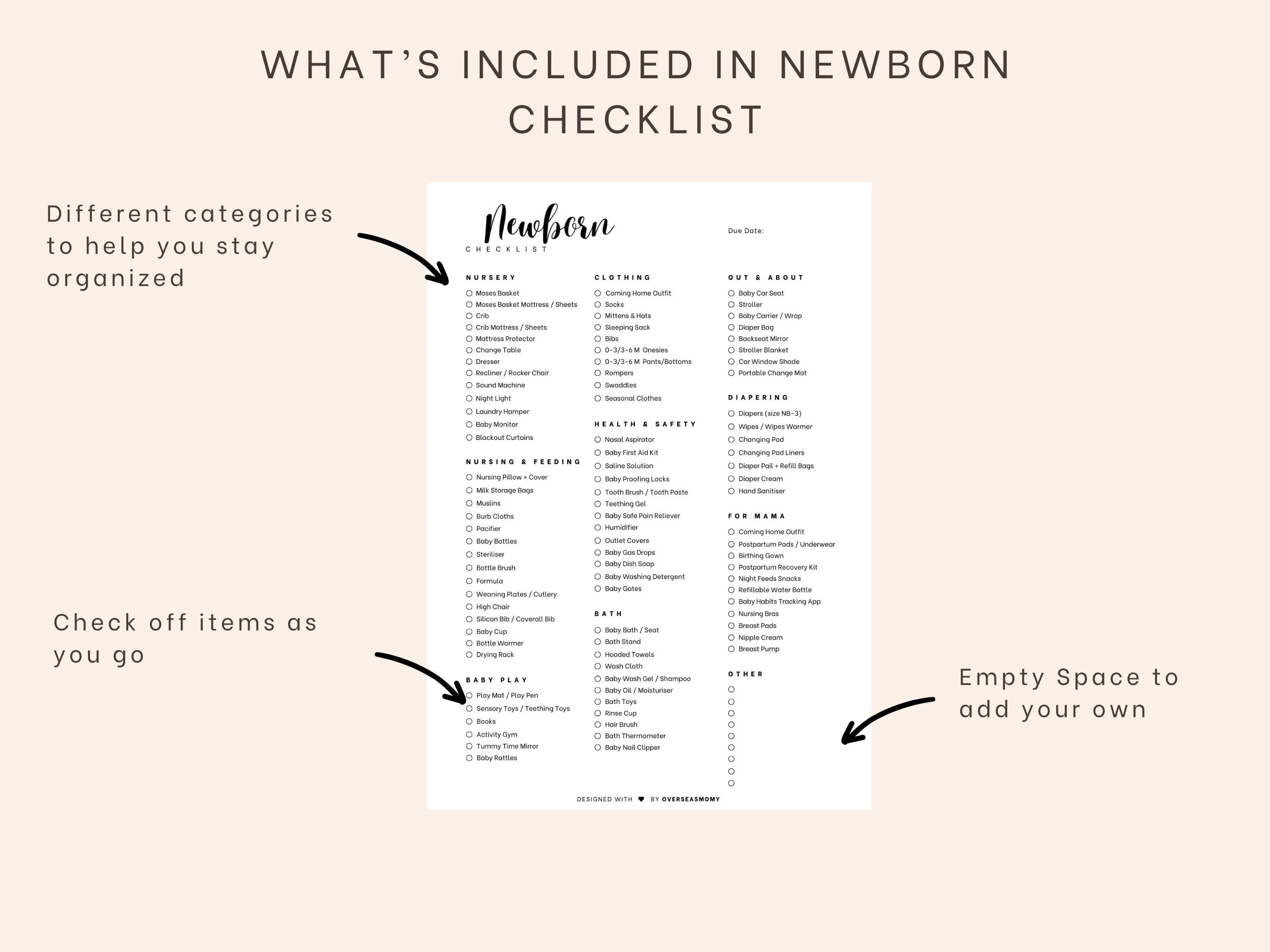 Newborn Checklist, Baby Registry Printable, Canva Template (Digital Download) - image 2