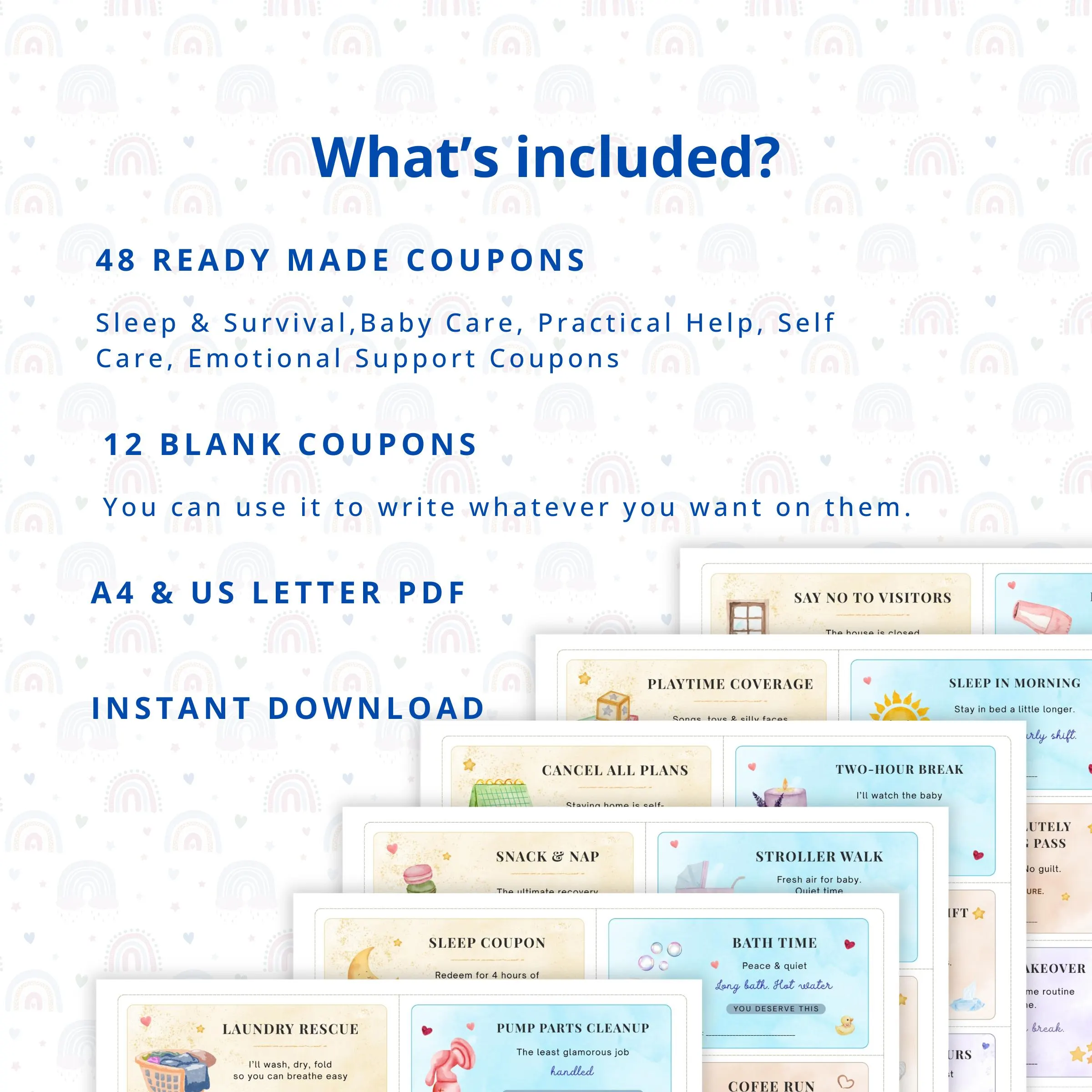48 New Parent Coupon Book Printable | Postpartum Support Coupons | New Mom Gift | Baby Shower Gift Printable Coupons | Instant Download - image 4
