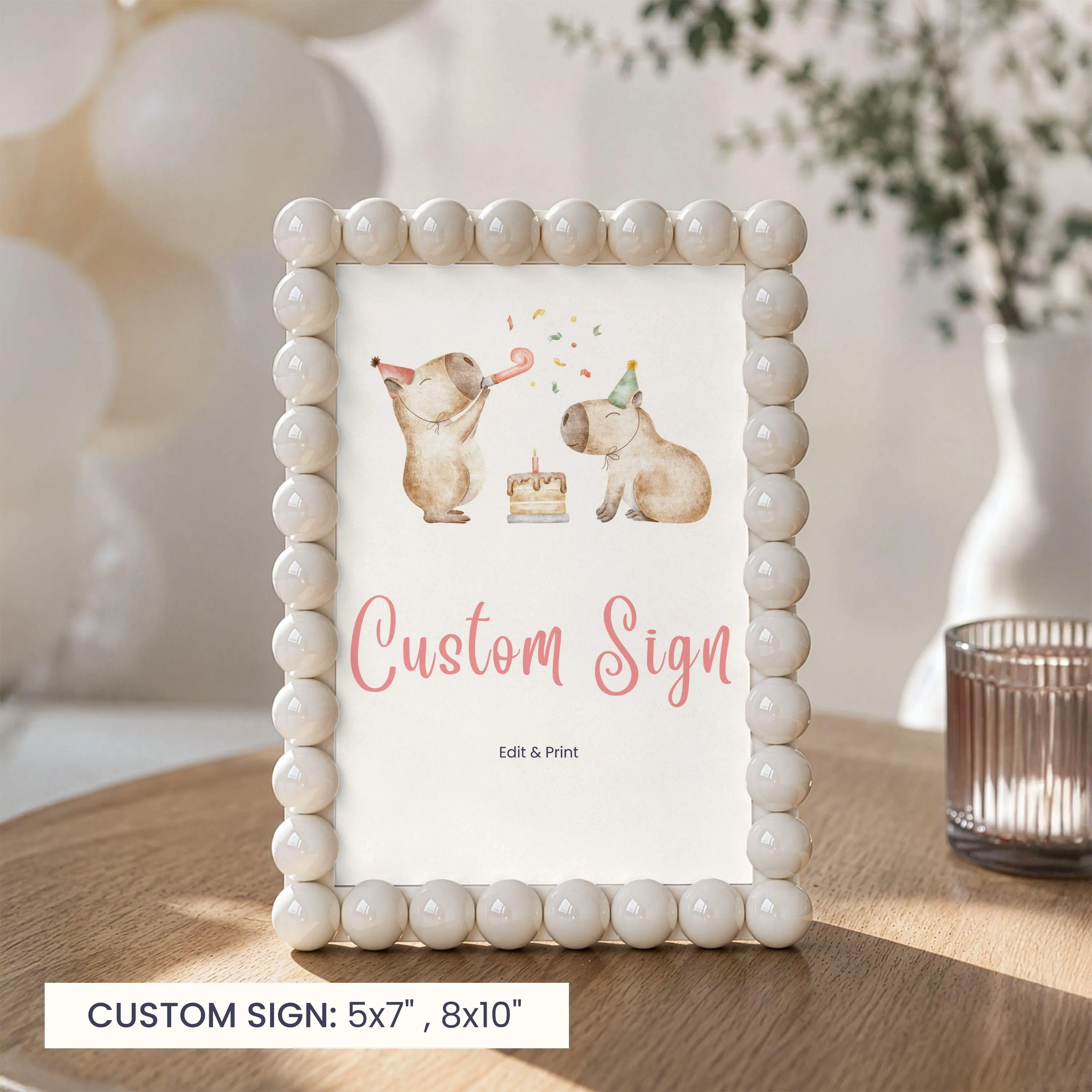 Capybara Custom Sign | Capy Girl Birthday Party Sign | 1st Birthday Decoration | Editable Canva Template | Instant Download - image 4