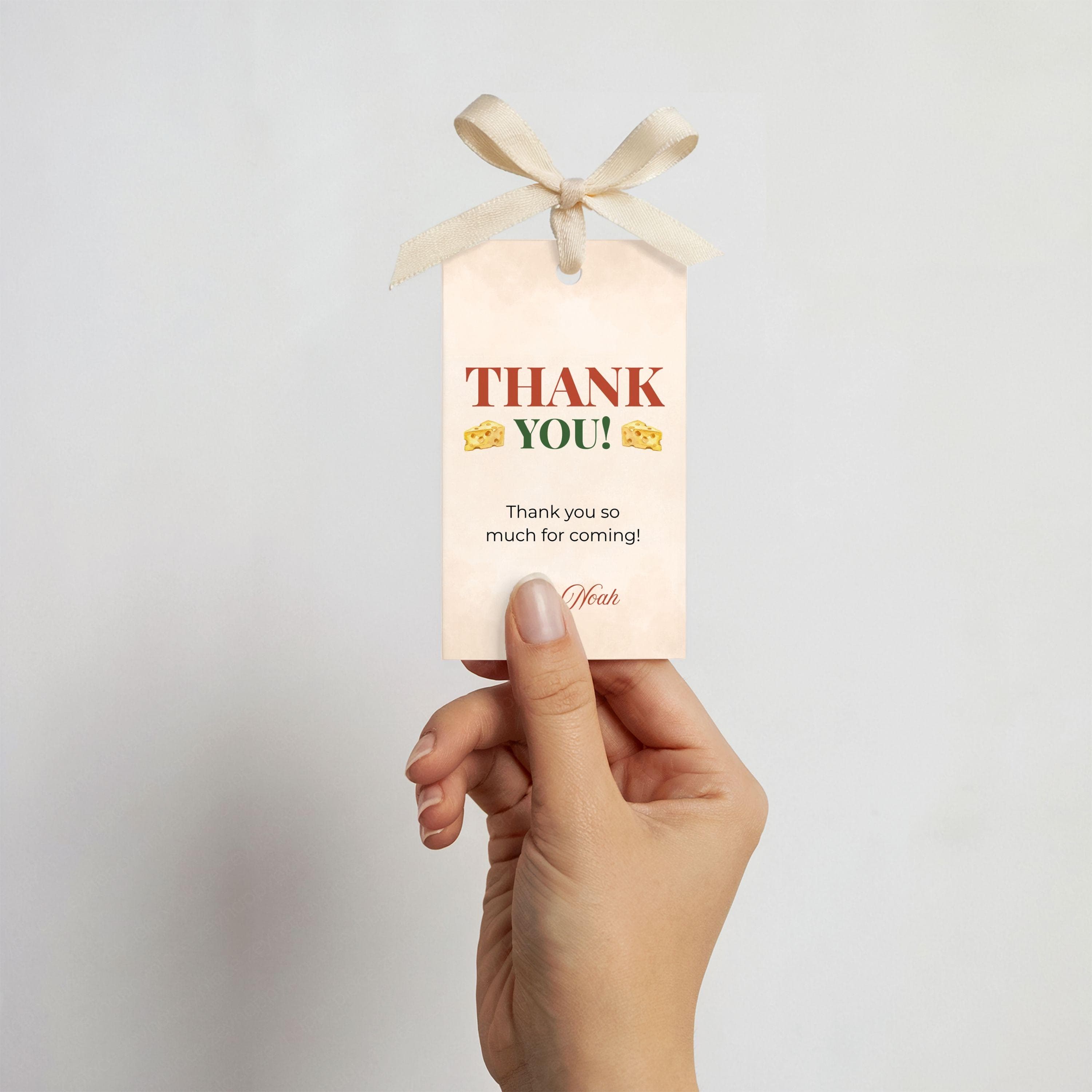 One Big Cheese Rectangle Favour Tags | Gift Tags | Boy 1st Birthday | Charcuterie | Editable Canva Template | Instant Download