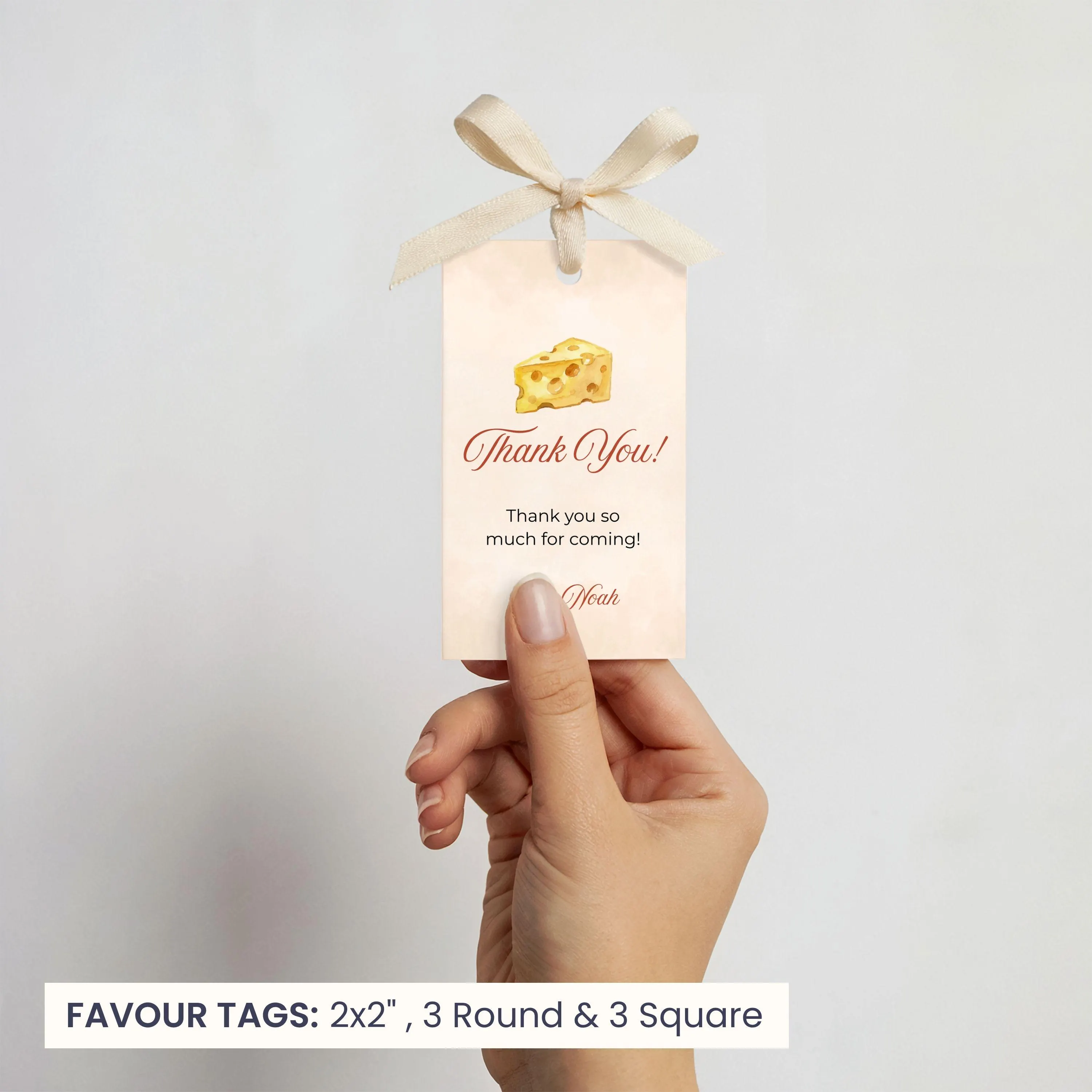 One Big Cheese Rectangle Favour Tags | Gift Tags | Boy 1st Birthday | Charcuterie | Editable Canva Template | Instant Download - image 5