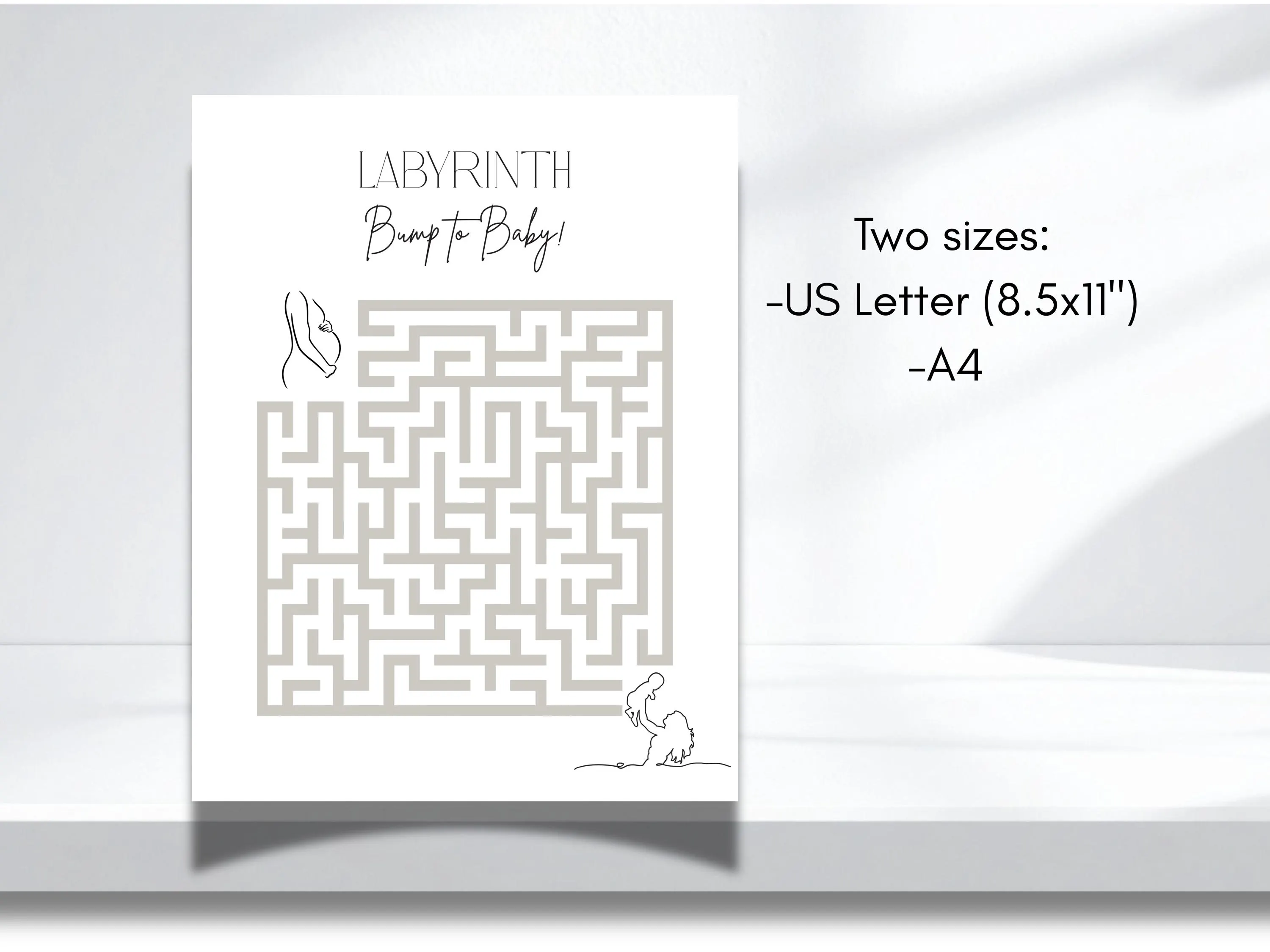 Baby Shower Game Maze, Bump to Baby Activity Printable, Minimalist Gender Neutral Digital Download - image 3