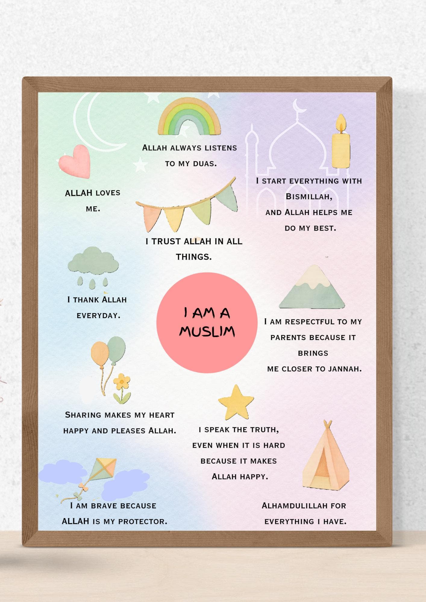 Islamic Positive Affirmations Wall Art | Muslim kids nursery room Decor print (Digital Download) - image 3