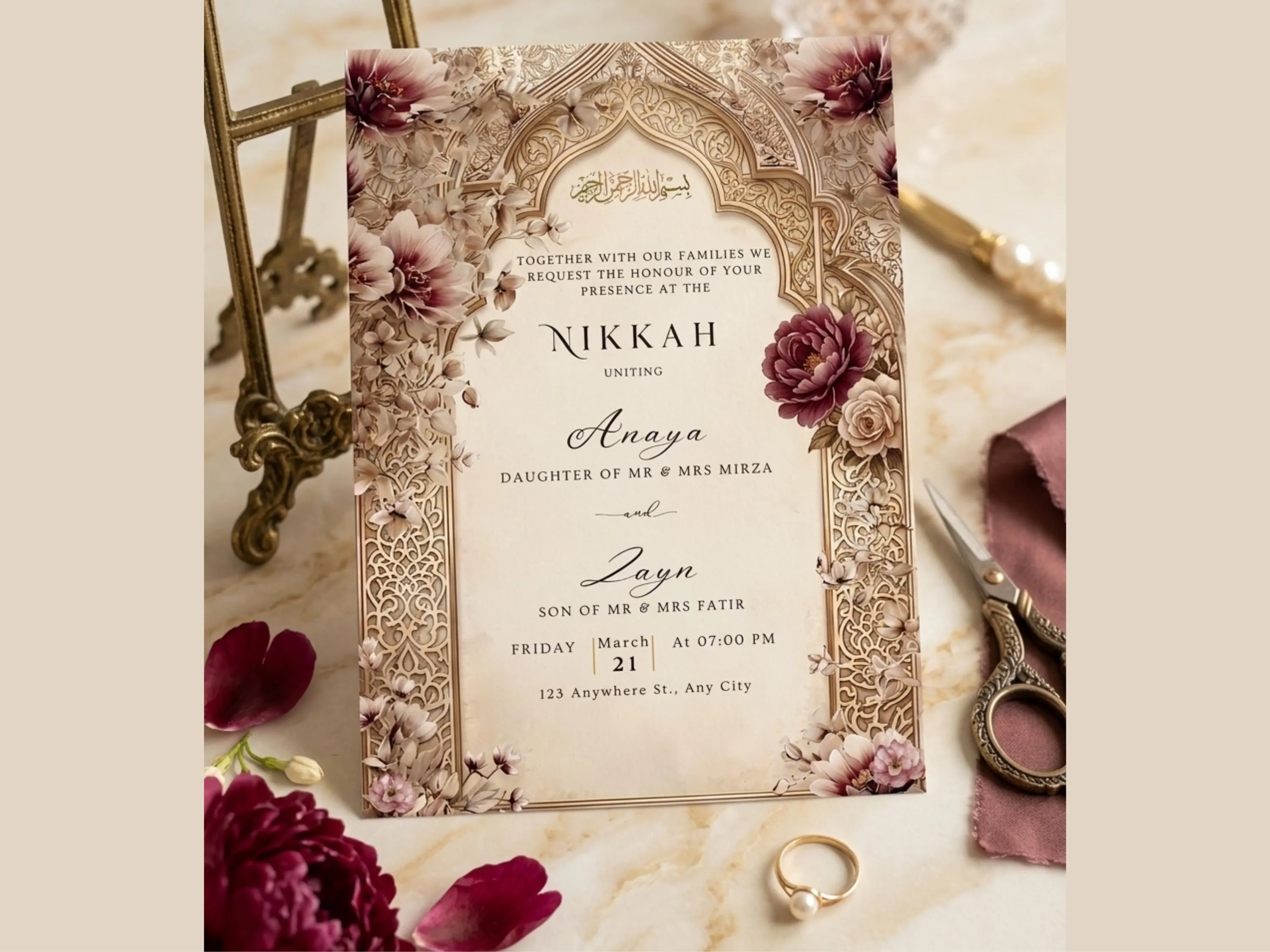 Personalized Muslim Wedding invitation | Islamic Nikkah Walima Customized Digital Card | We Edit For You - image 4