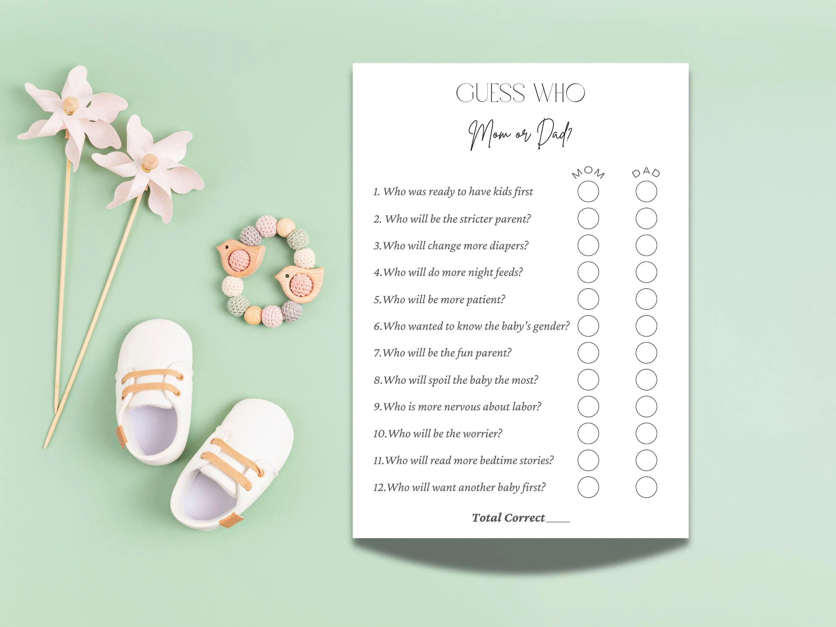 Guess Who Baby shower Game, Minimalist Gender Neutral Activity Printable Digital Download - image 3