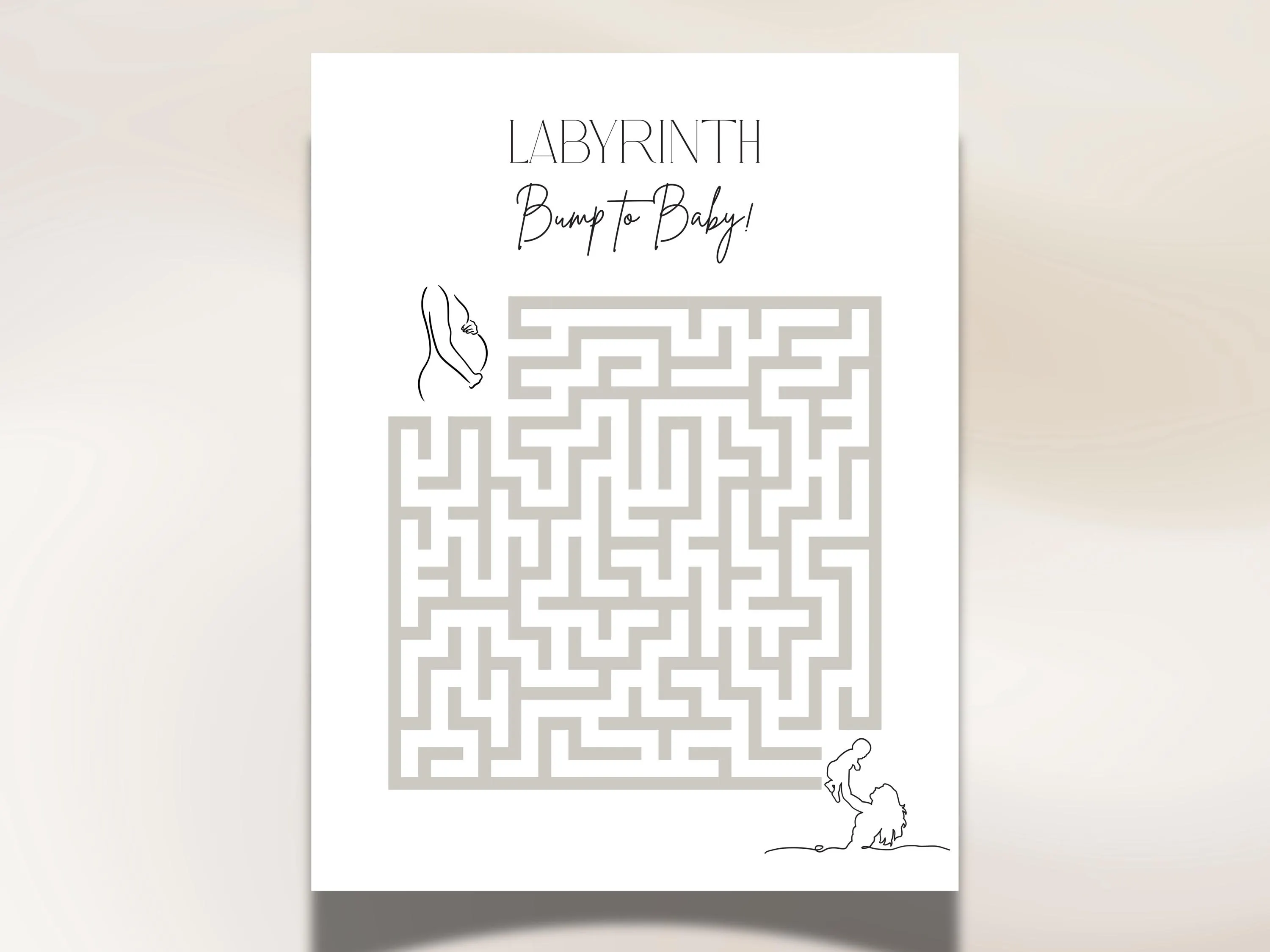 Baby Shower Game Maze, Bump to Baby Activity Printable, Minimalist Gender Neutral Digital Download - image 4