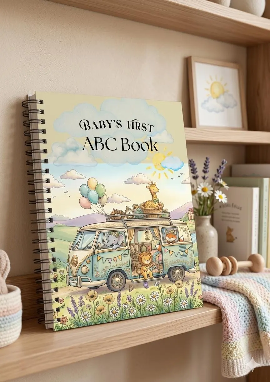 Baby Shower ABC Coloring Book Activity | Designer Cover, Keepsake Guest Book Game (Digital Download) - image 5