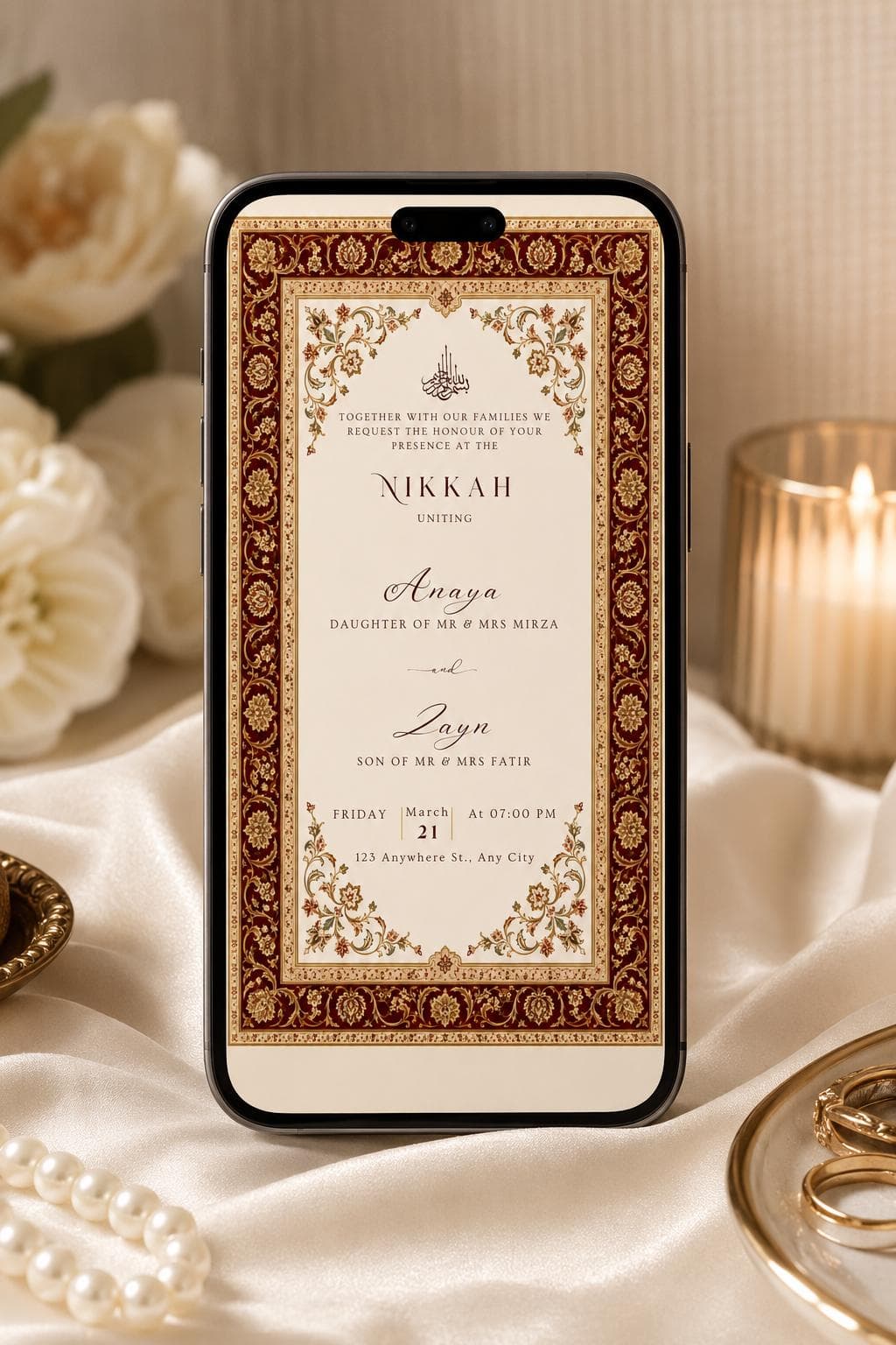 Personalised Muslim Wedding invitations, Animated Nikkah Walima customised invite - image 3