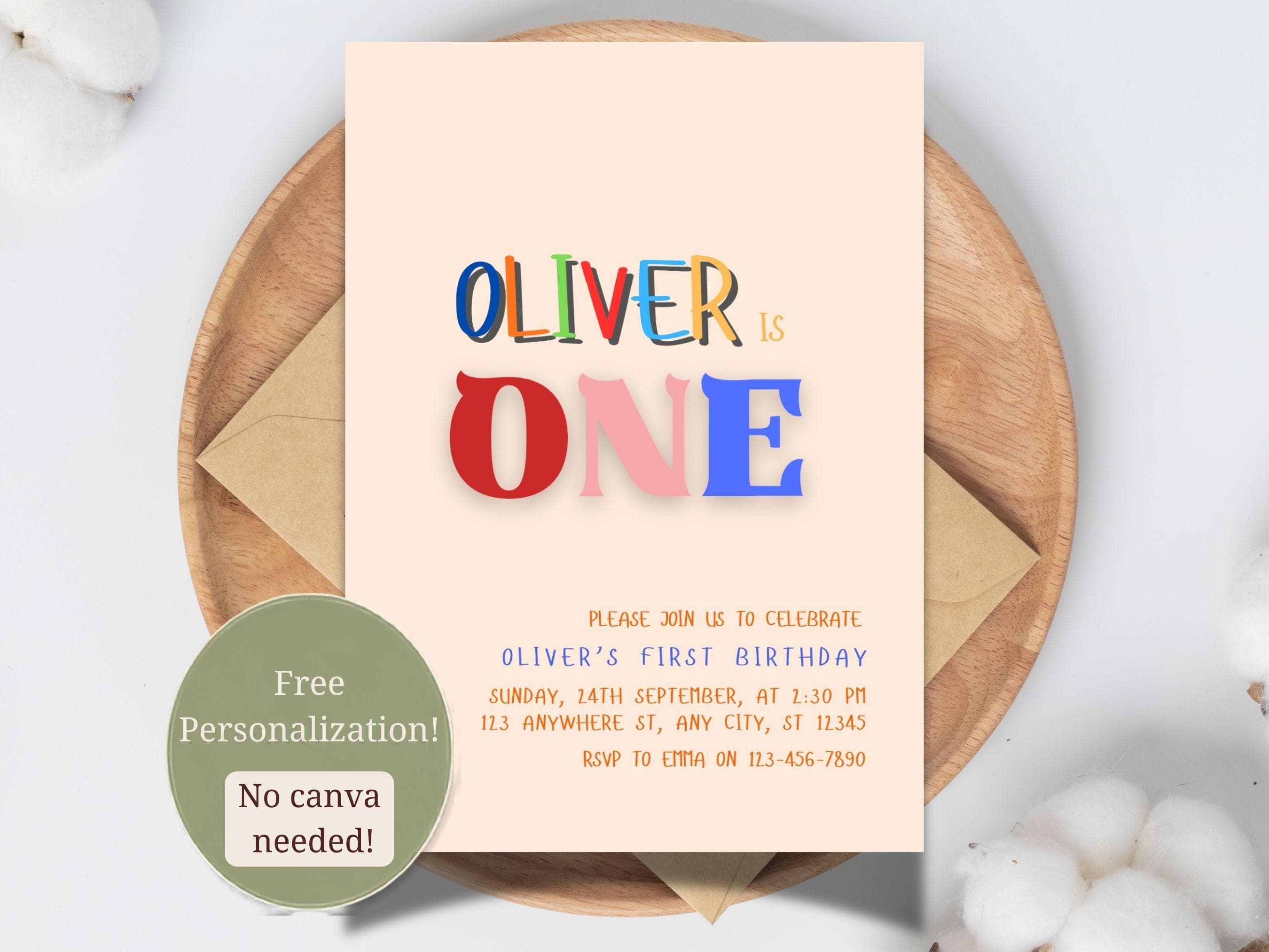 Free Personalization Kids Birthday Invite, Colorful Invitation Digital Card