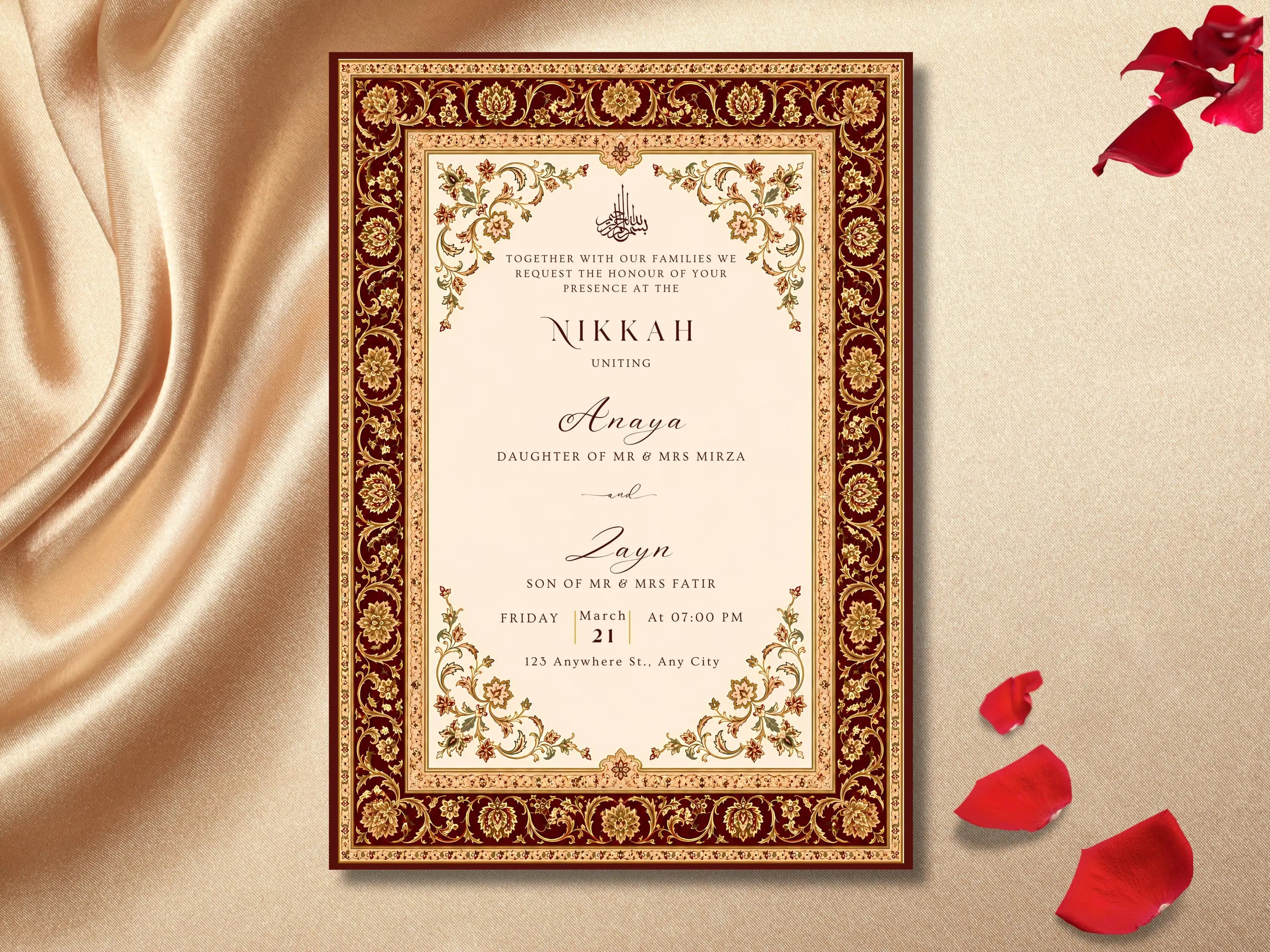 Personalised Muslim Wedding invitations, Animated Nikkah Walima customised invite - image 4