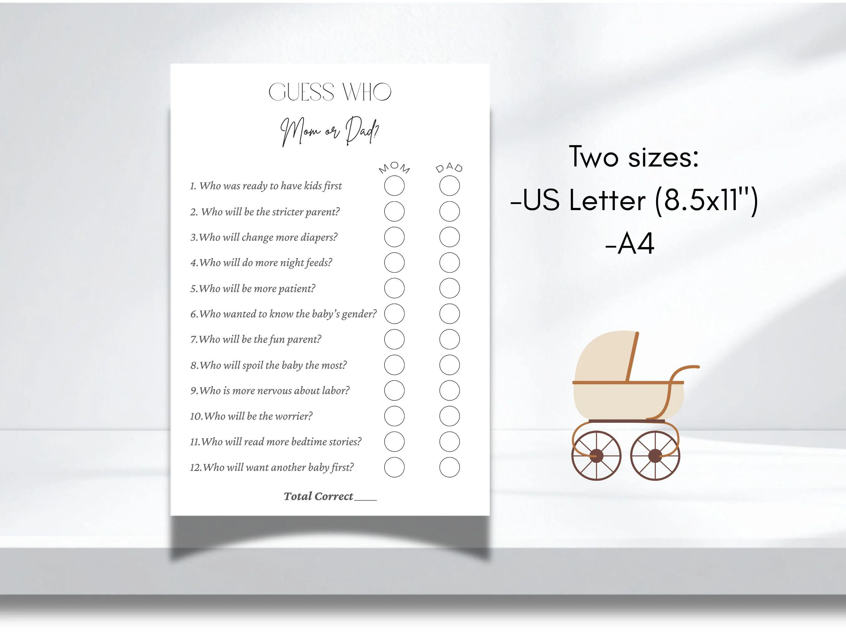 Guess Who Baby shower Game, Minimalist Gender Neutral Activity Printable Digital Download - image 4