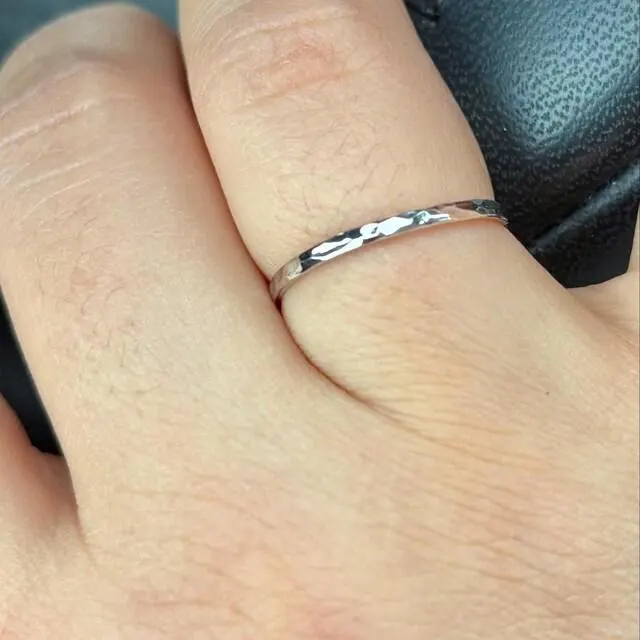 Hammered Platinum Stacking Ring: Solid 950 Platinum Band - image 3
