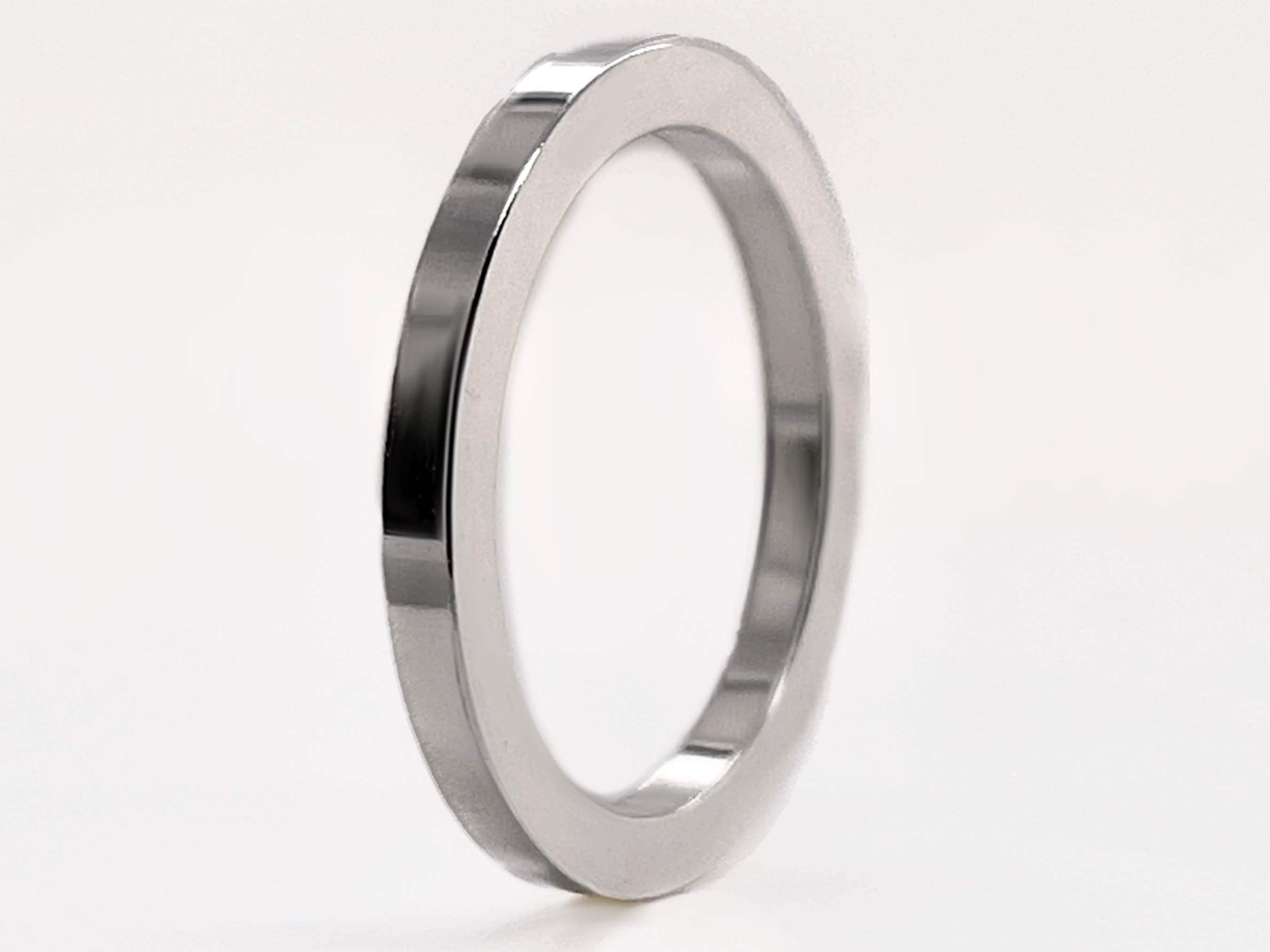 Heavy 950 Platinum Ruthenium 2mm Square Wedding Band, Free Engraving